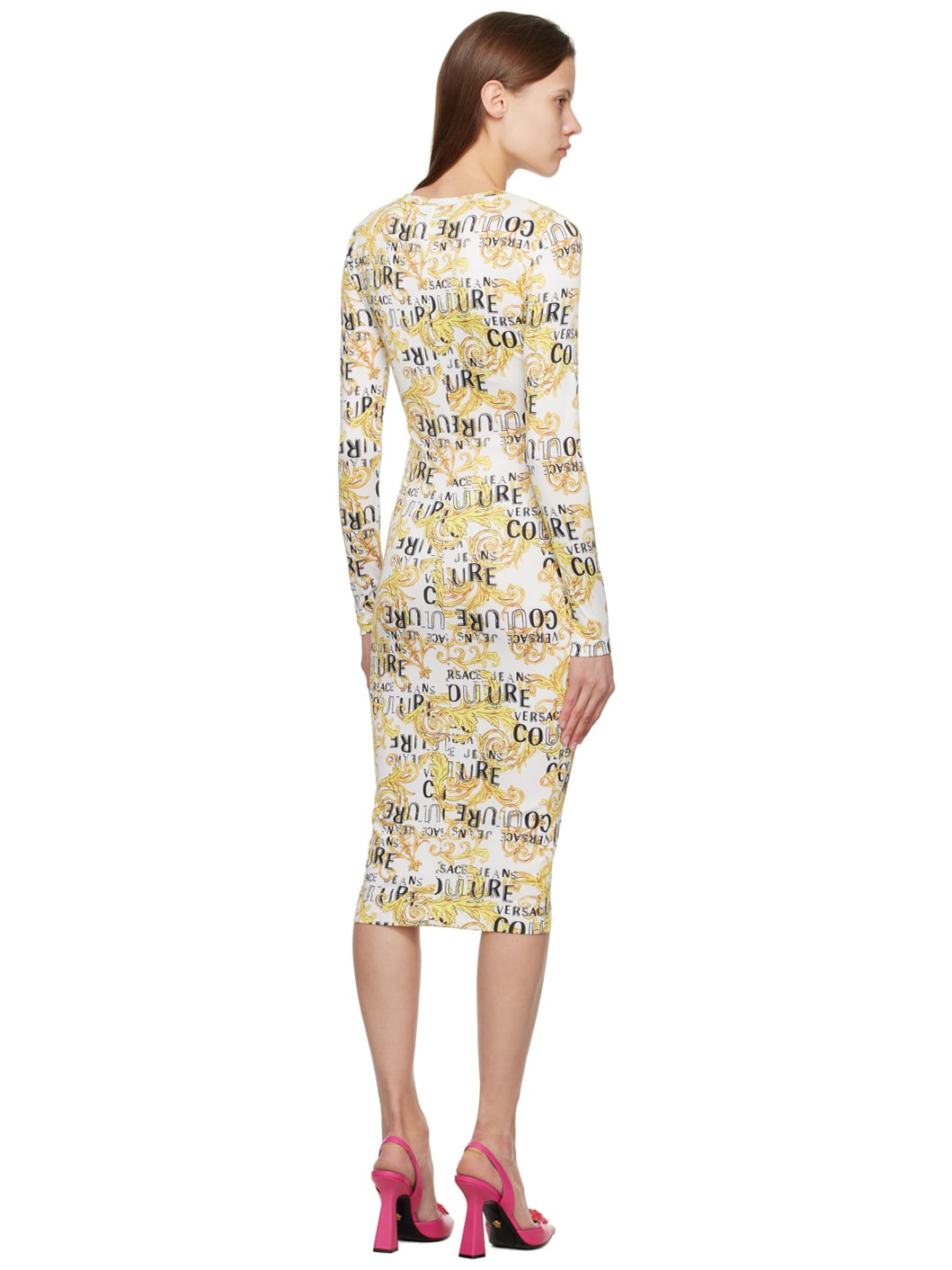 White Graphic Midi Dress - 3