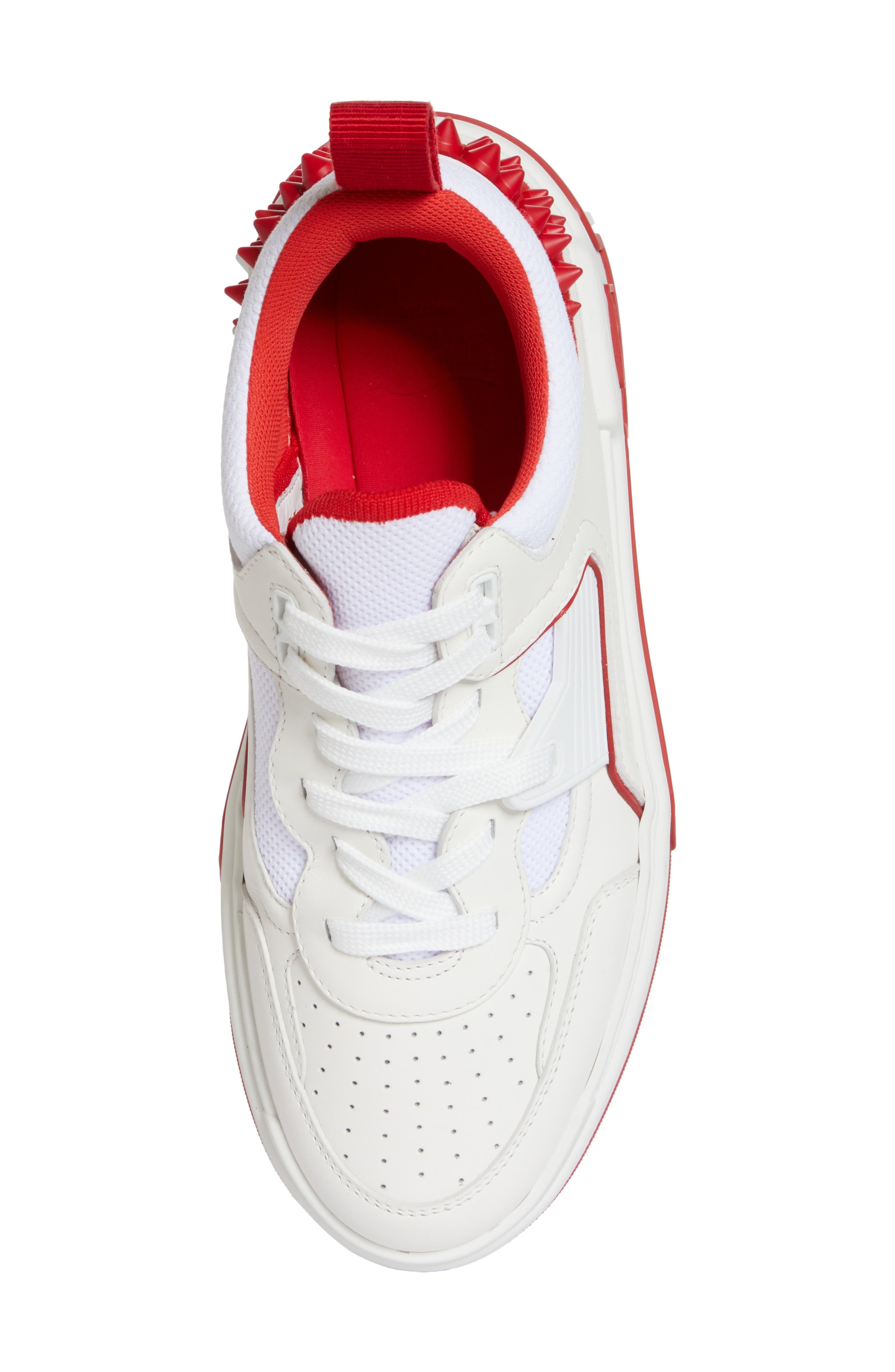 Christian Louboutin Astroloubi Mixed Media Low Top Sneaker in J679 White/Loubi at Nordstrom - 5