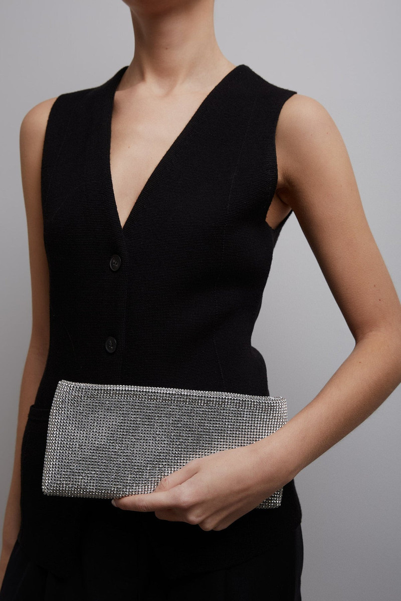 Christian Louboutin Maykimay silver crystal clutch outlook
