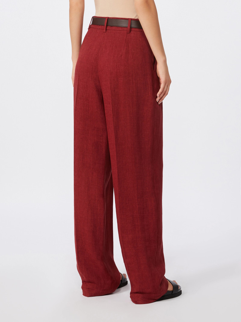 SUMERO Wide-fit linen twill trousers - BRICK RED 4