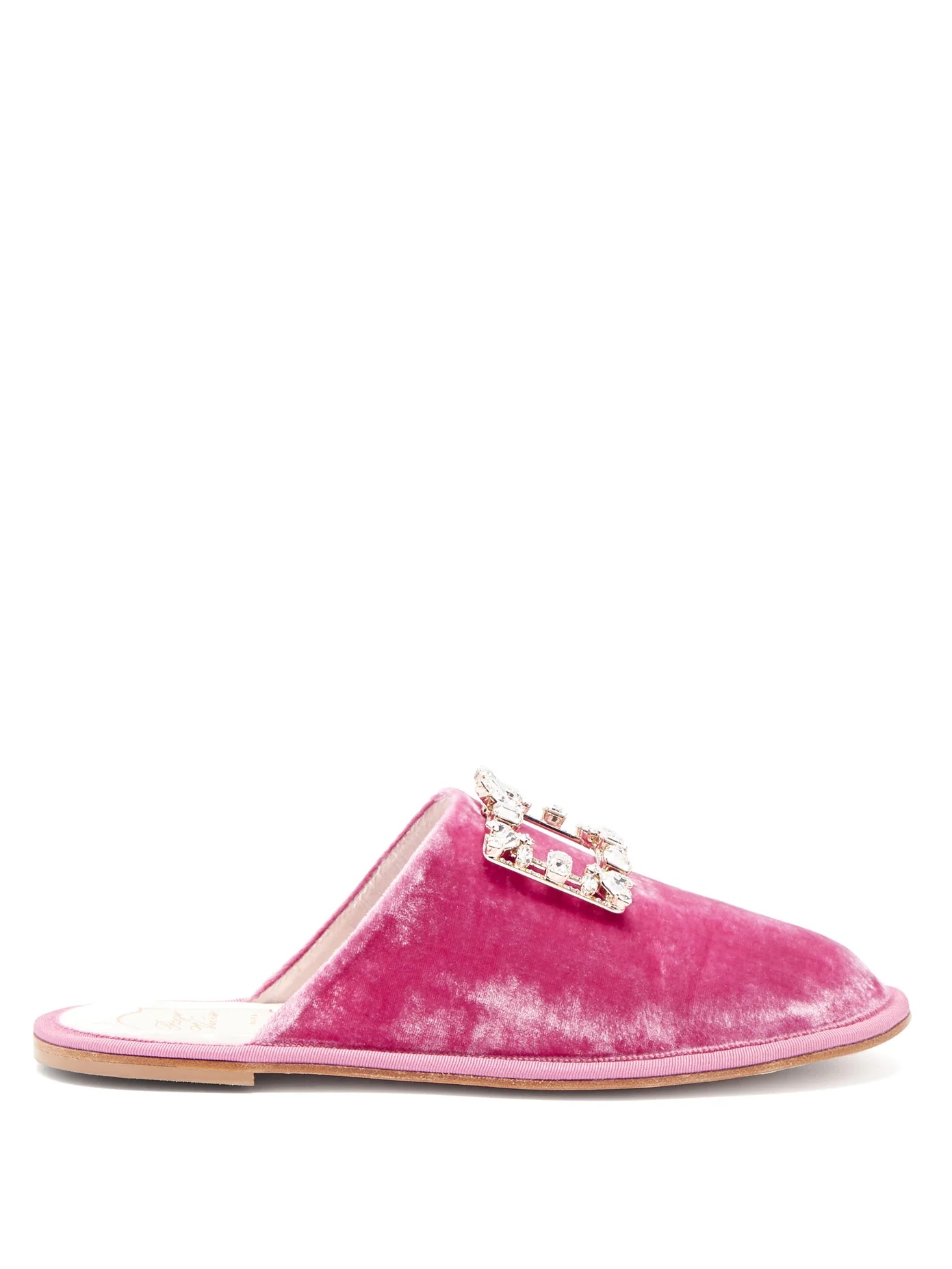 Hotel Vivier crystal-buckle velvet slippers - 1