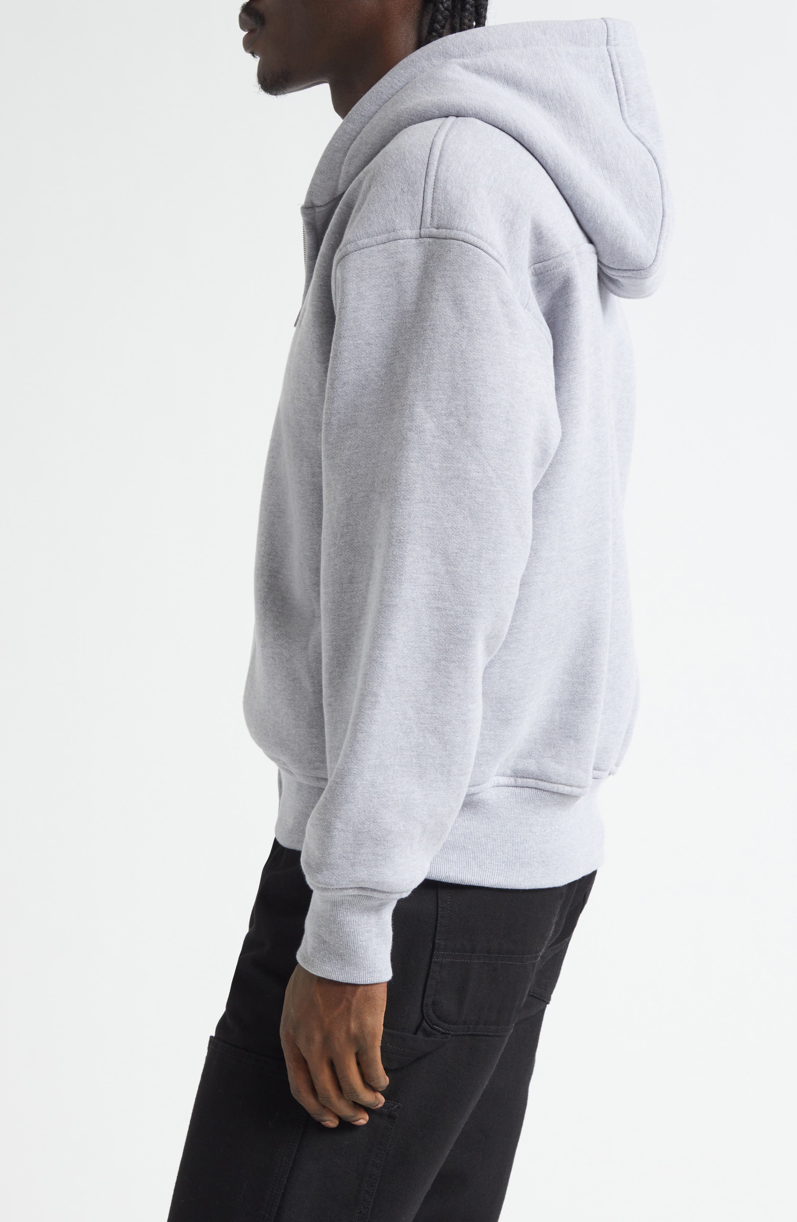 Rhude Classique Full Zip Hoodie in Heather Grey 3048 at Nordstrom - 3