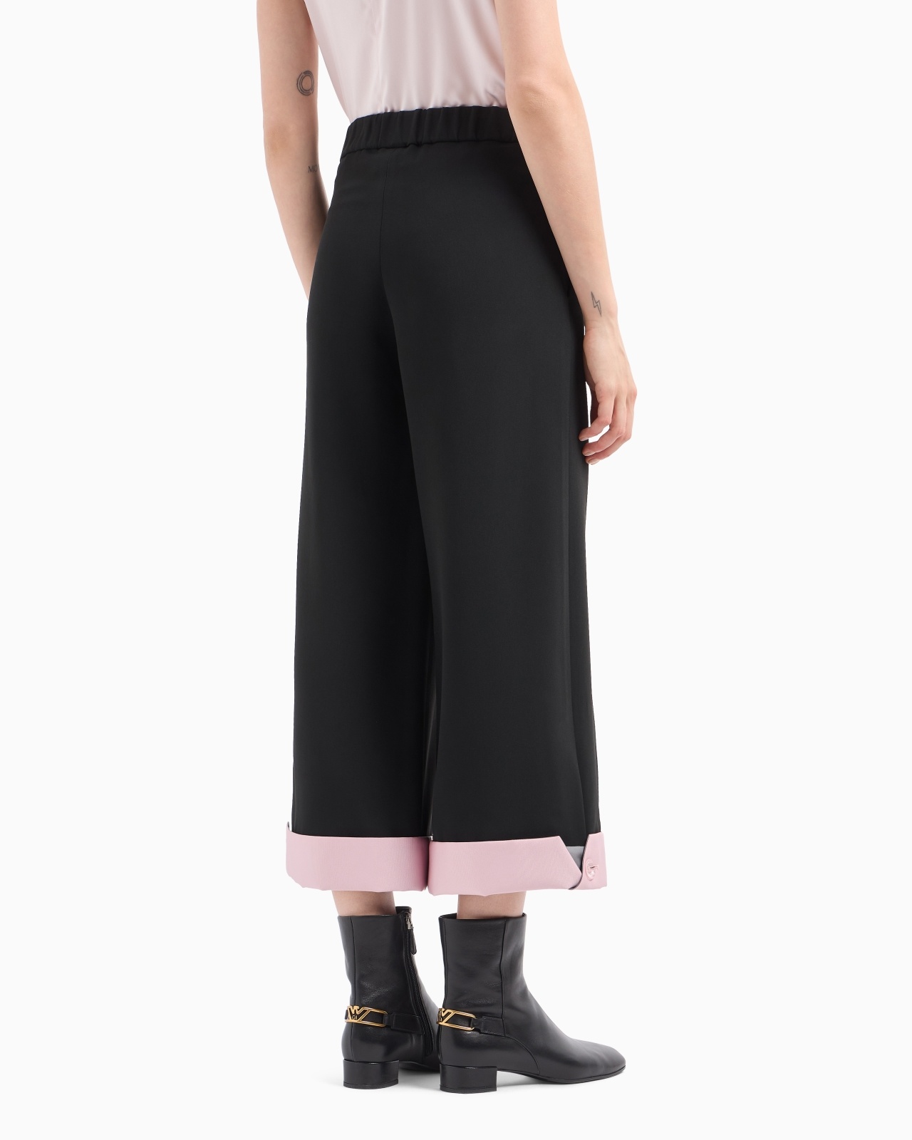 CROPPED CADY CRÊPE TROUSERS WITH TURN-UPS - 3