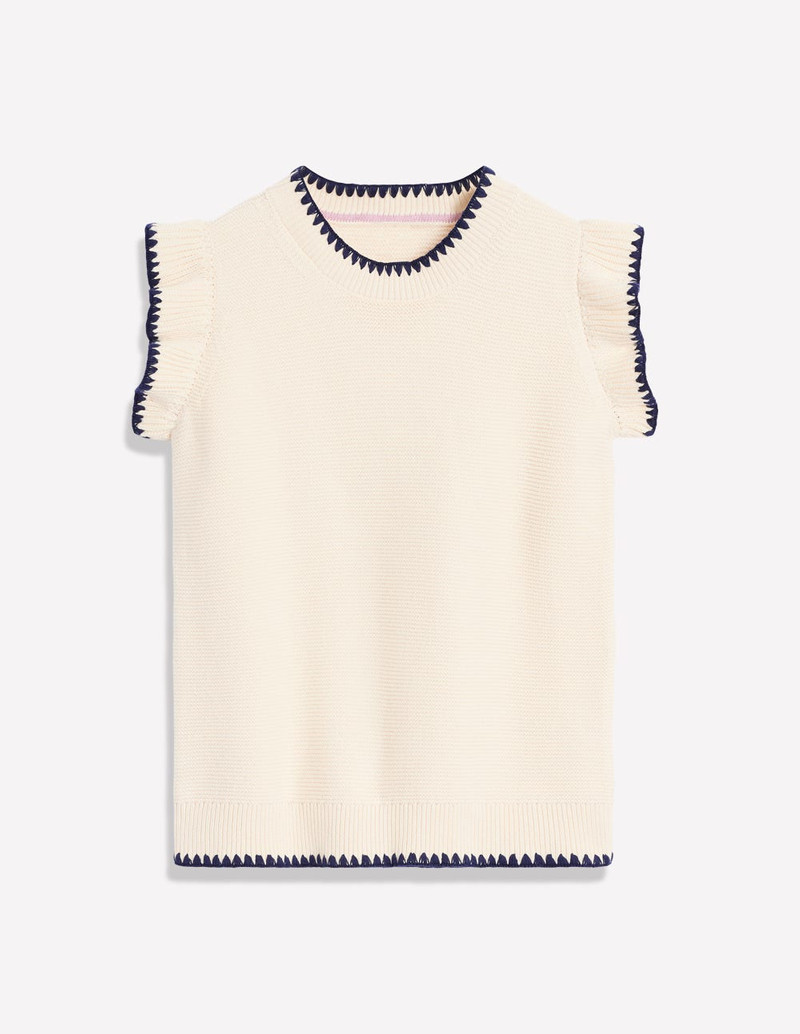 Lena Stitch Detail Vest-Warm Ivory 9