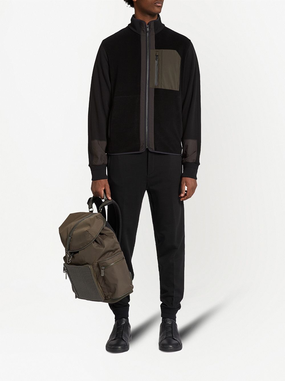 contrast-panel merino jacket - 2