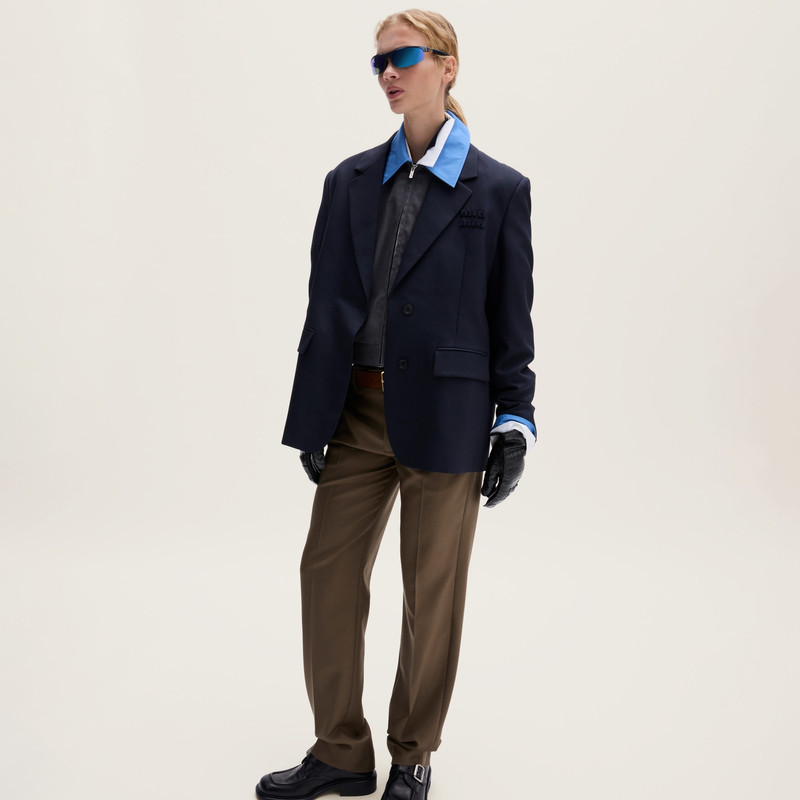 Miu Miu Gabardine blouson jacket with poplin collar outlook