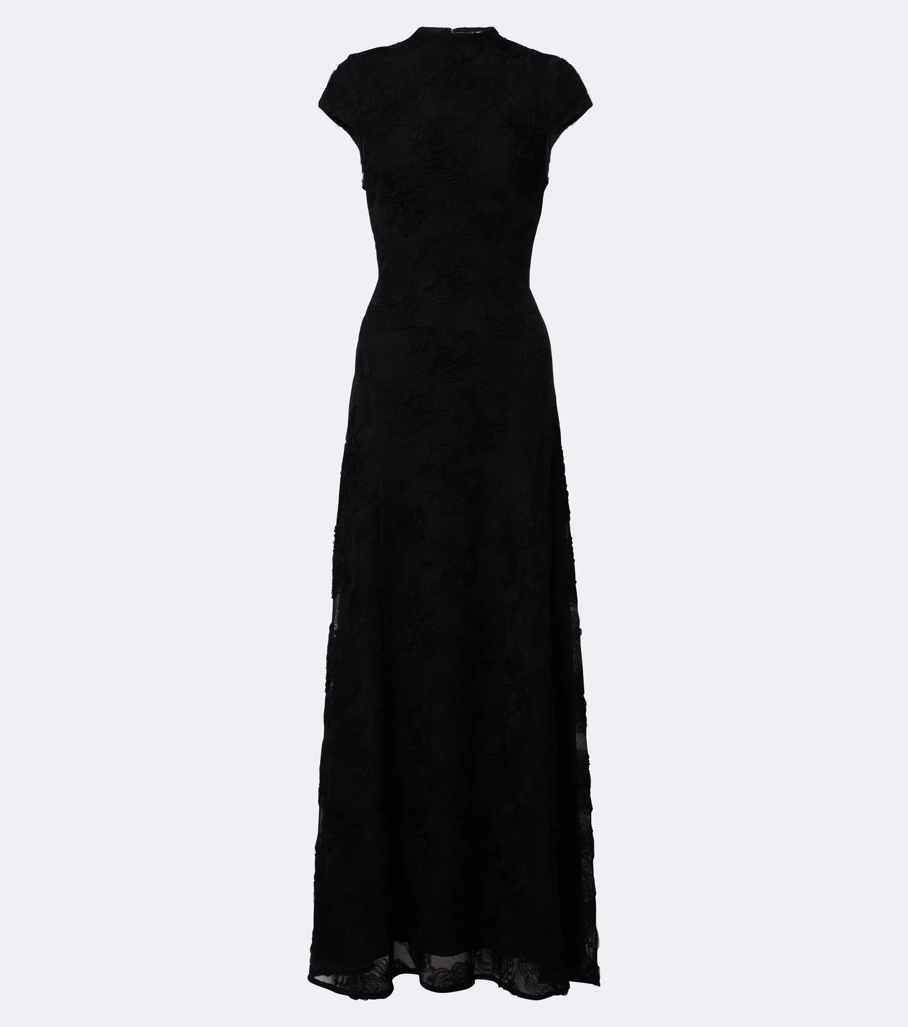 Embroidered floral mesh gown - 1