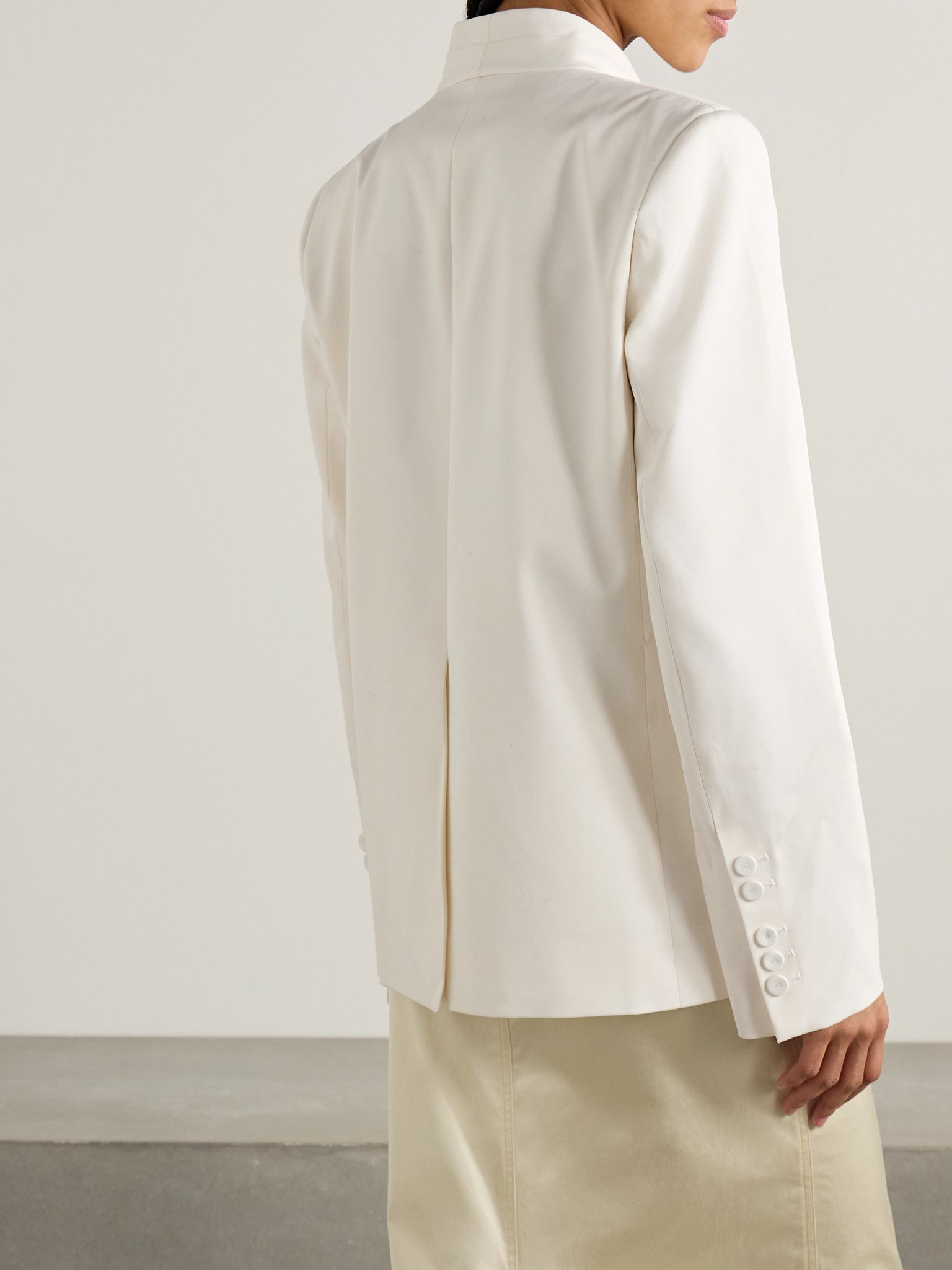 Pleated linen blazer Ivory - 3