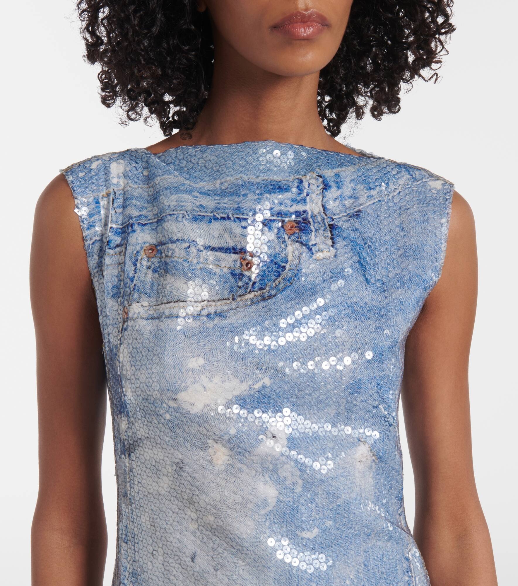 Sequined printed midi dress - 4