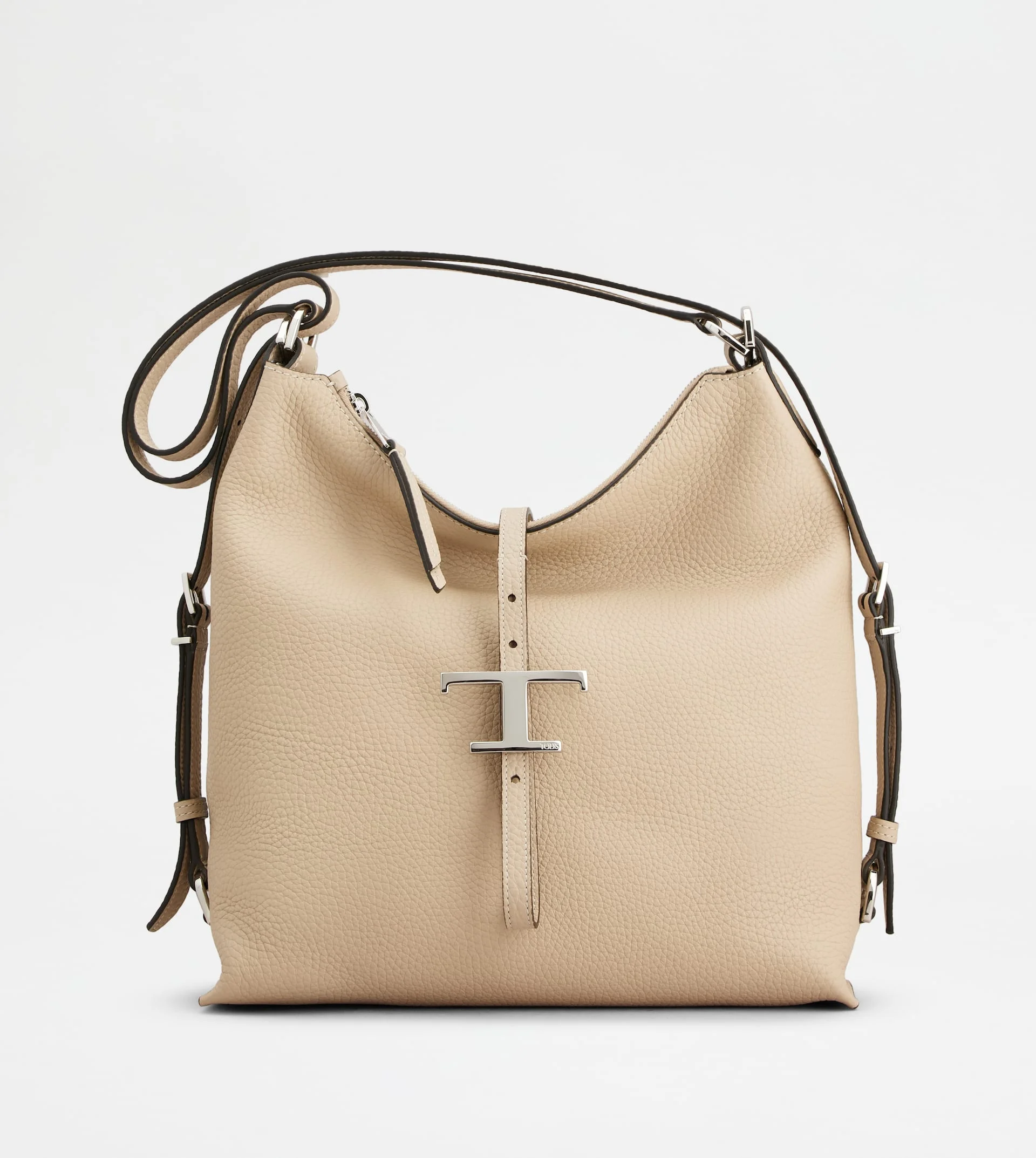 T TIMELESS SHOULDER BAG IN LEATHER SMALL - BEIGE - 1