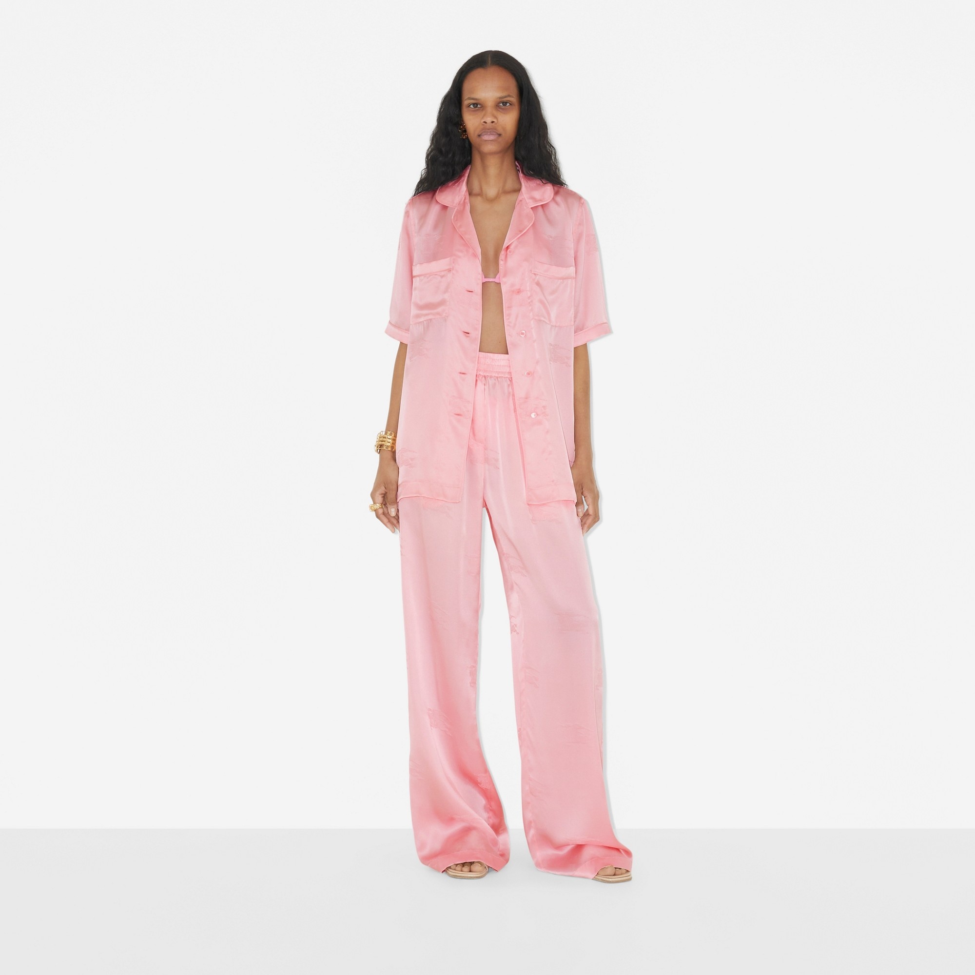 EKD Silk Jacquard Wide-leg Trousers - 2