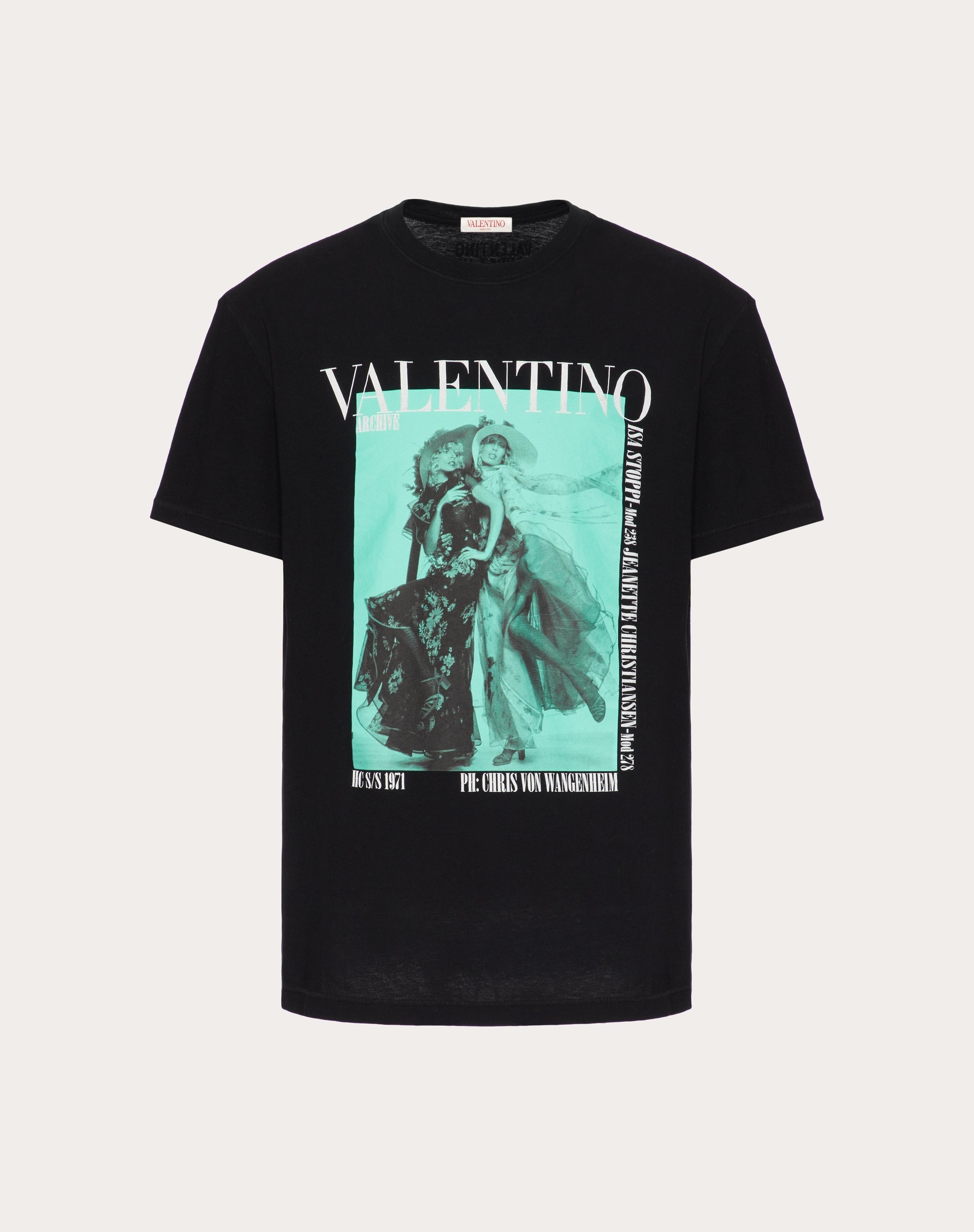 COTTON CREWNECK T-SHIRT WITH VALENTINO ARCHIVE 1971 PRINT - 1