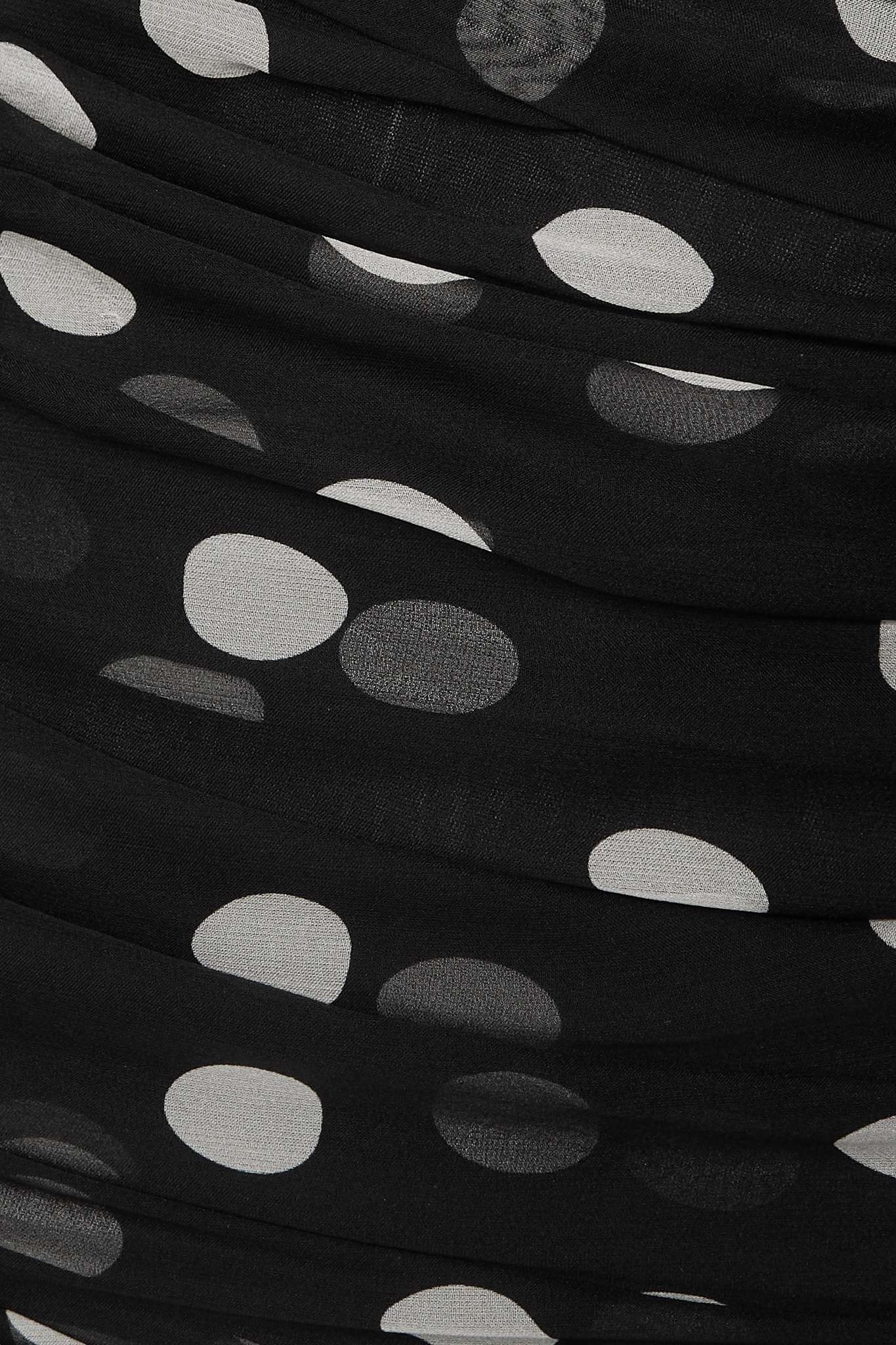 Asymmetric ruched polka-dot silk-chiffon mini dress - 4
