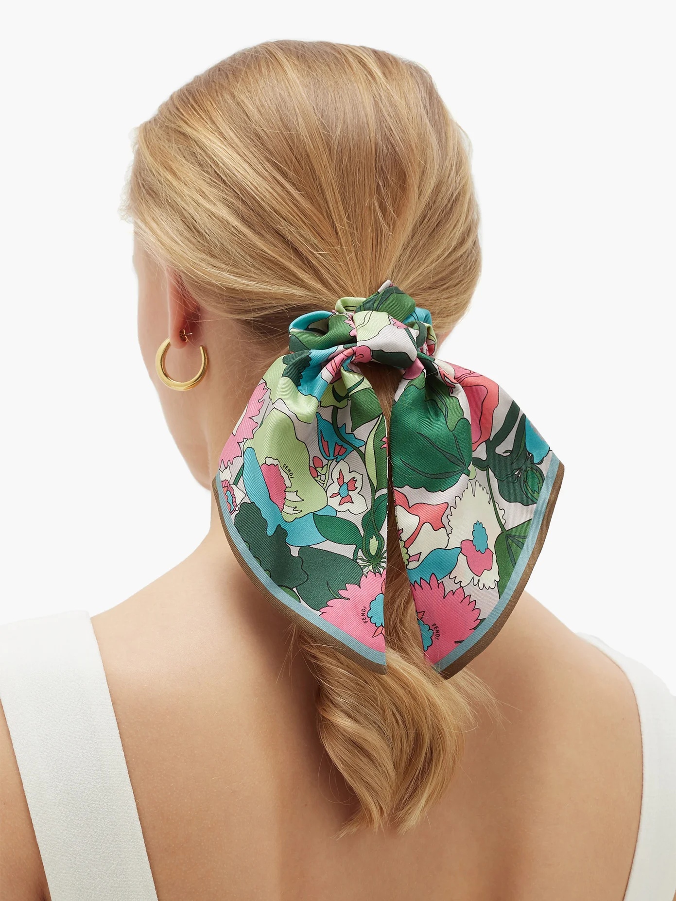 Floral-print silk-twill scrunchie - 3