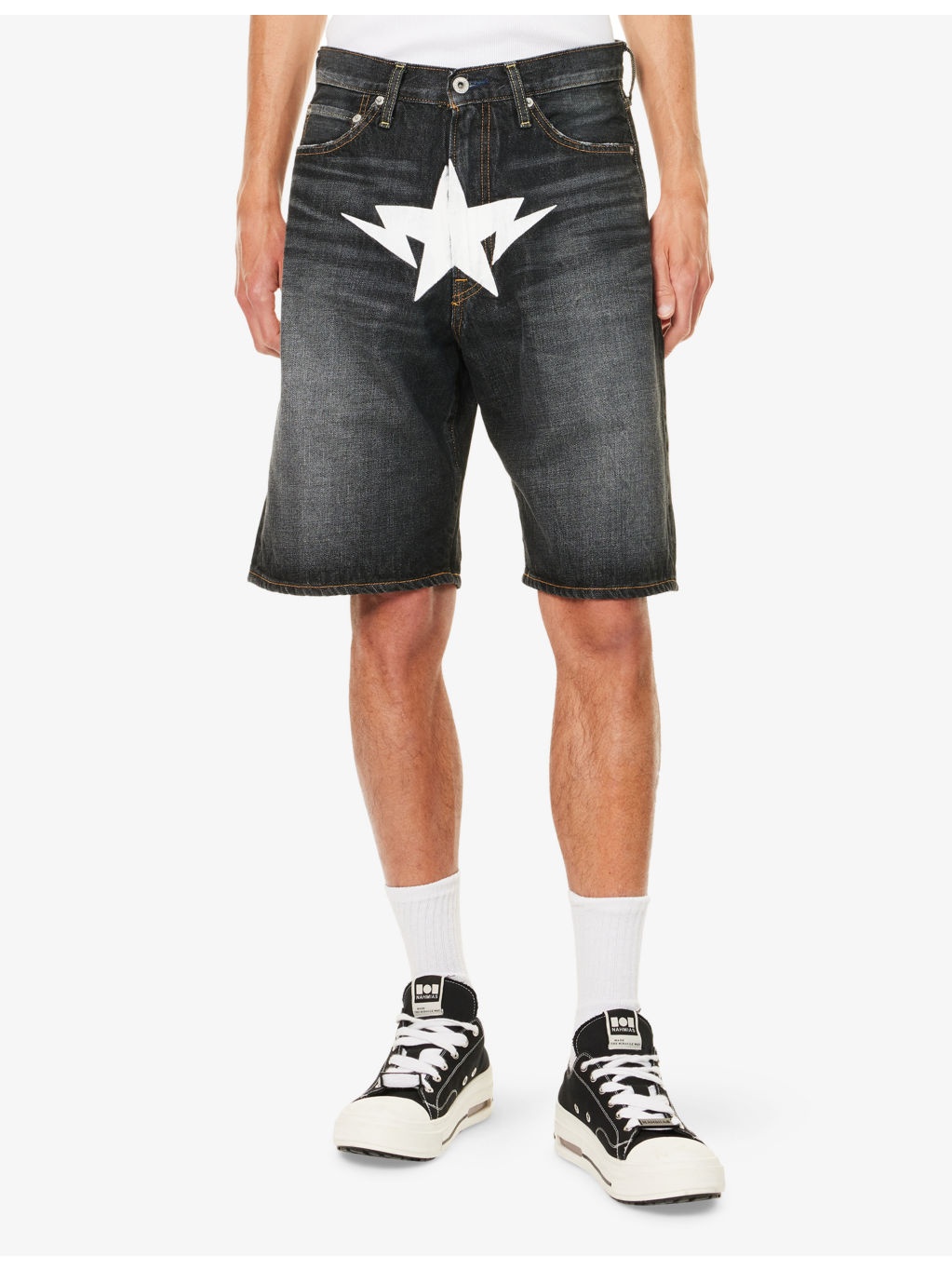 Twin Star Printed Denim Shorts - 3