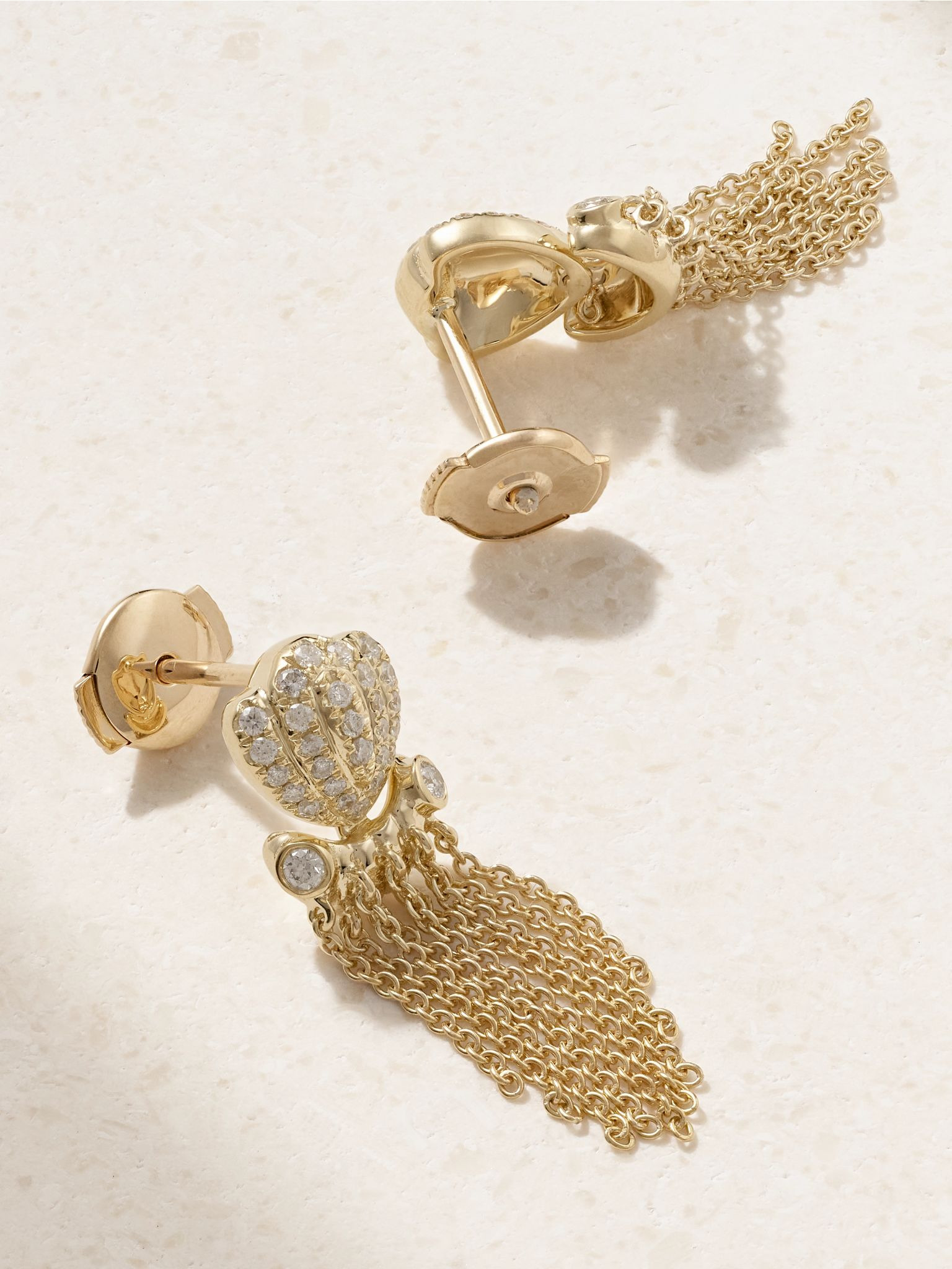 Poulpes 9-karat gold diamond earrings Gold - 3