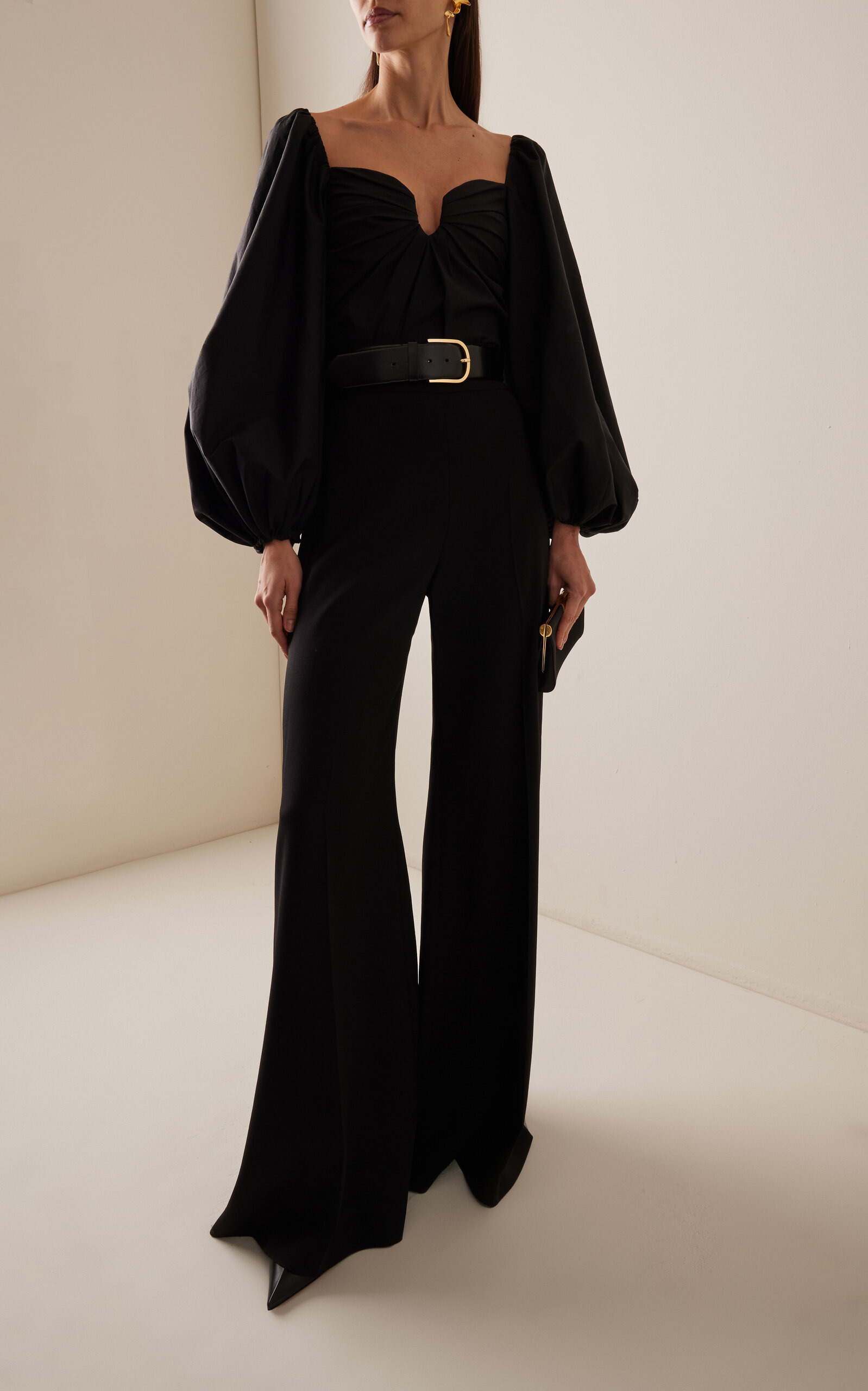 Puff-Sleeve Cotton Top black - 3