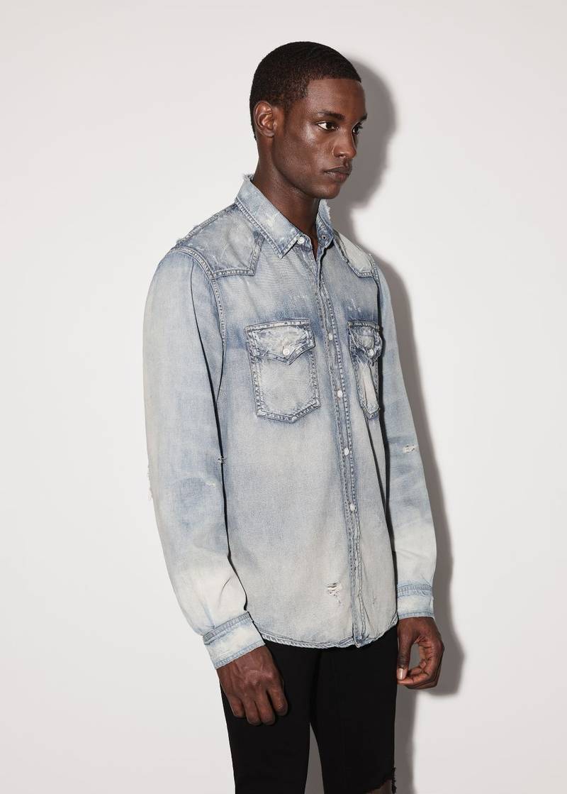 AMIRI CAMO APPLIQUE DENIM SHIRT outlook