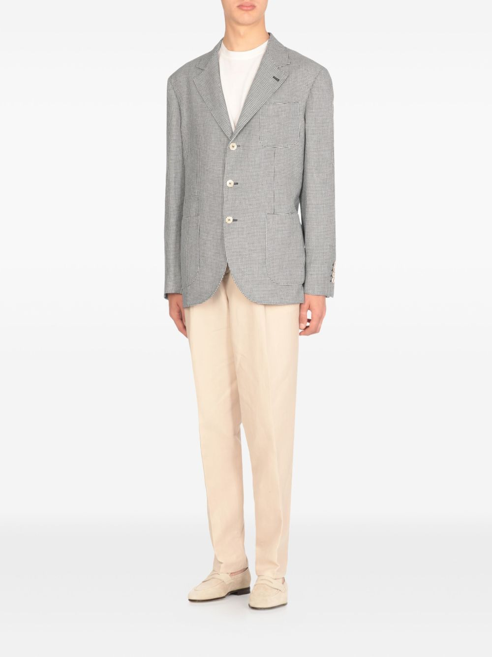 pied-de-poule linen blazer - 2