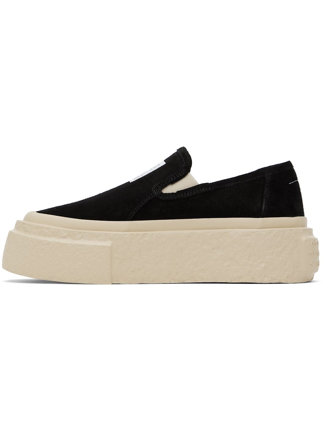 Black Suede Platform Slip-On Sneakers - 3