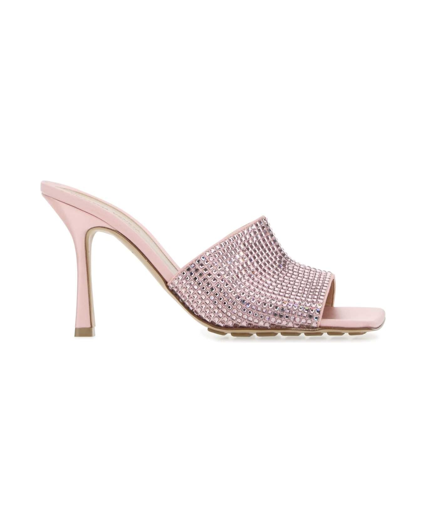 Pink Satin Stretch Mules - 1