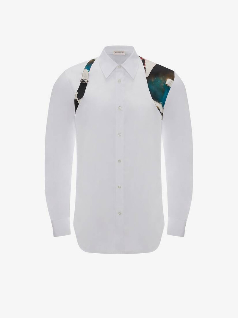 Men's Watercolour Harness Shirt in White 1