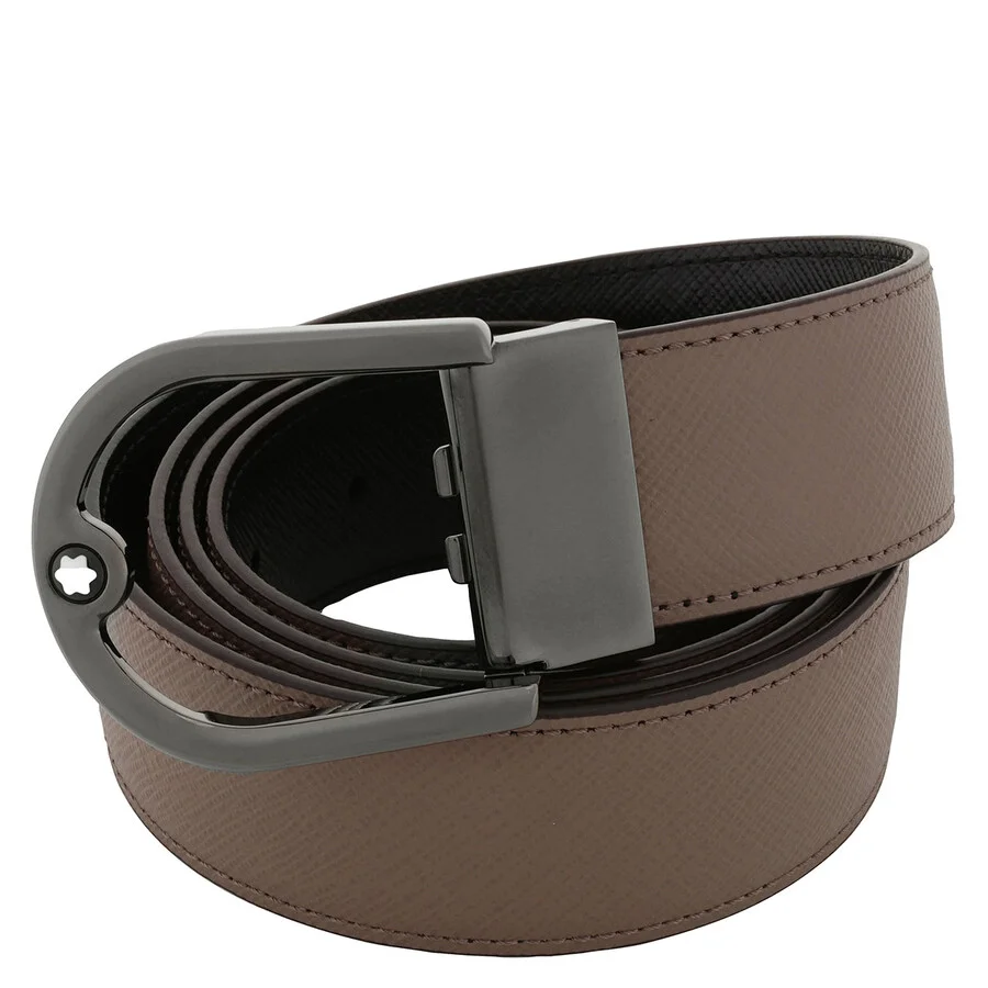 Montblanc Horseshoe Buckle Saffiano Printed Reversible Leather Belt - 1