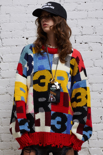 R13 OVERSIZED CHUNKY R13 INTARSIA SWEATER - MULTICOLOR (INTARSIA) | R13 outlook