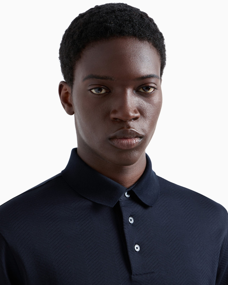 3D-effect embossed jacquard jersey polo shirt 5