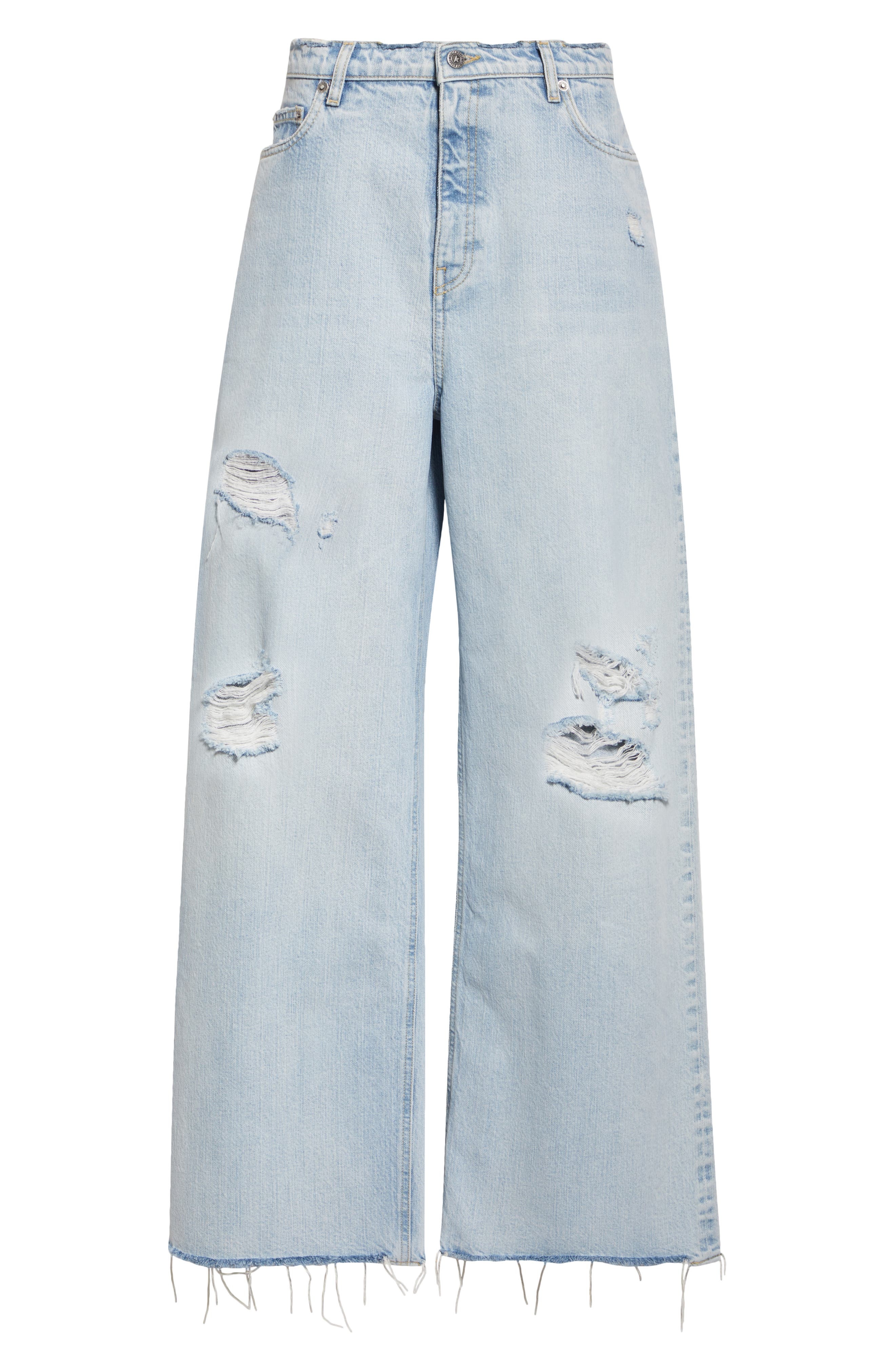 Golden Goose Melody Distressed Raw Hem Wide Leg Jeans in Cloud Blue at Nordstrom - 6