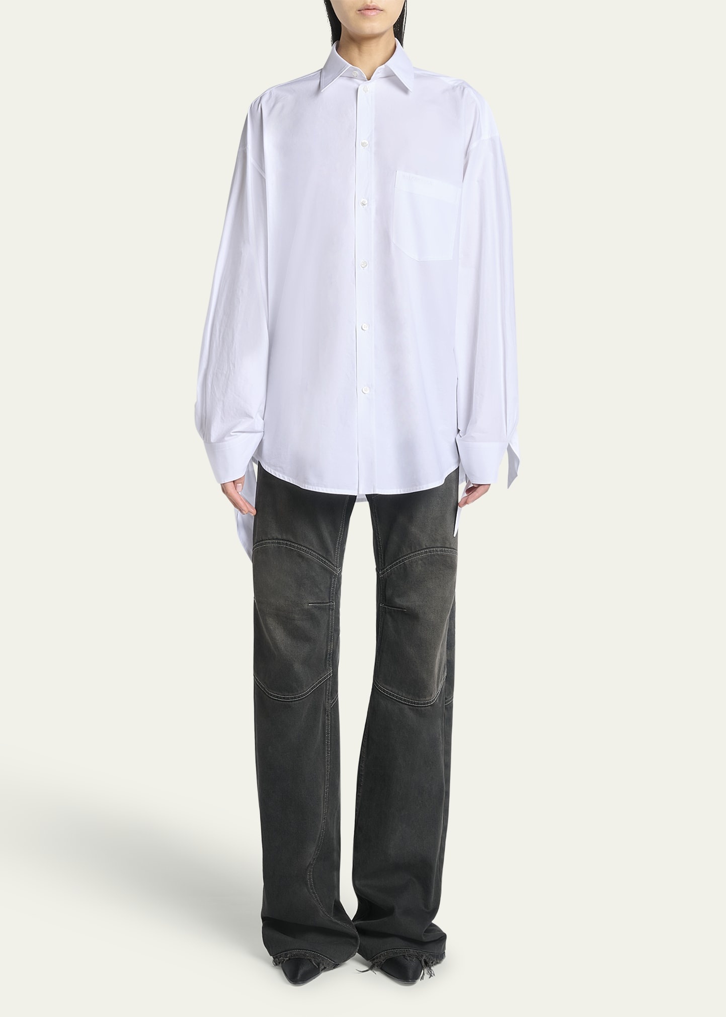Knotted Cuff Poplin Blouse - 2