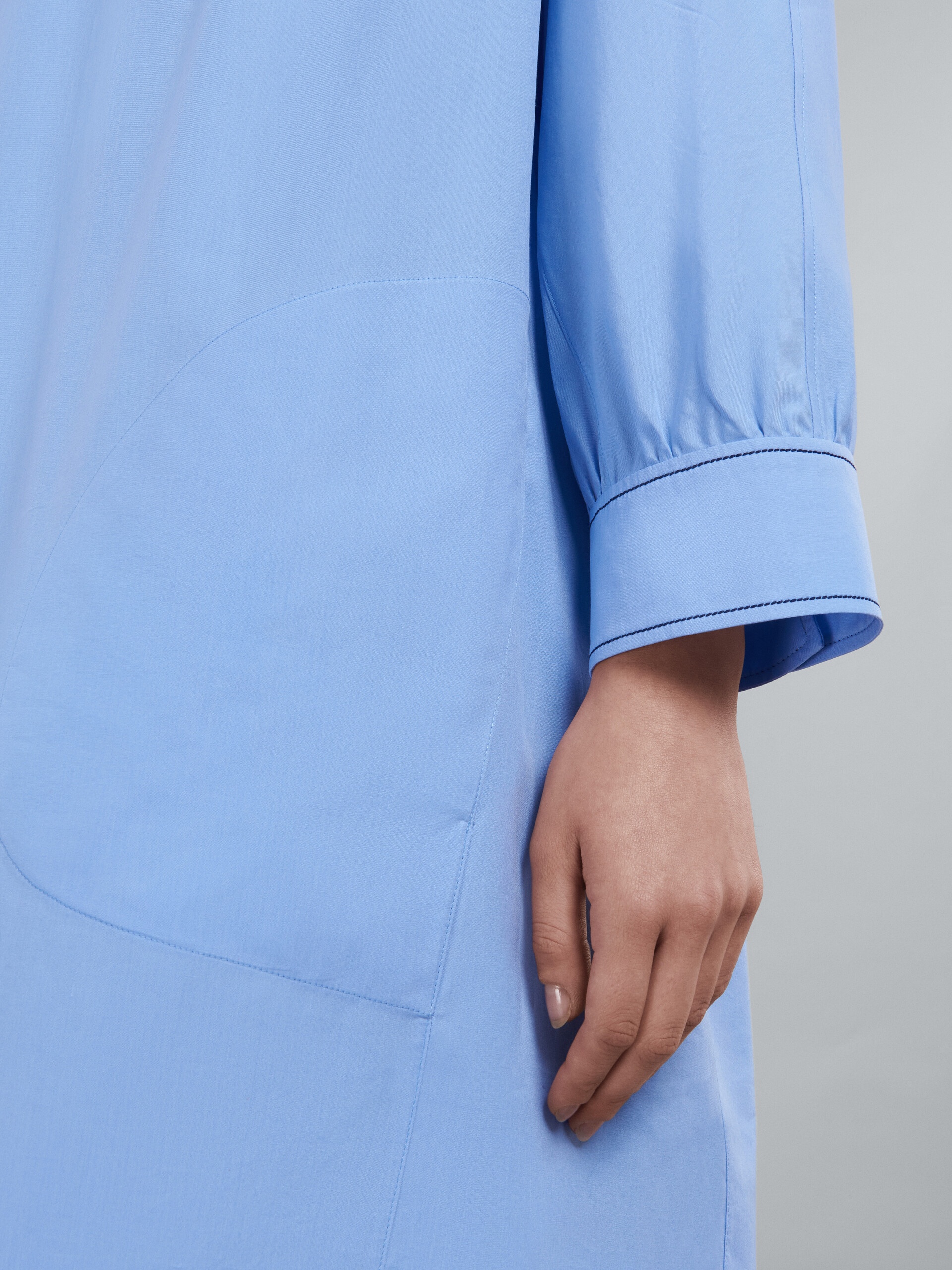 LIGHT BLUE BIO COTTON DRESS WITH EMBROIDERED LOGO - 5