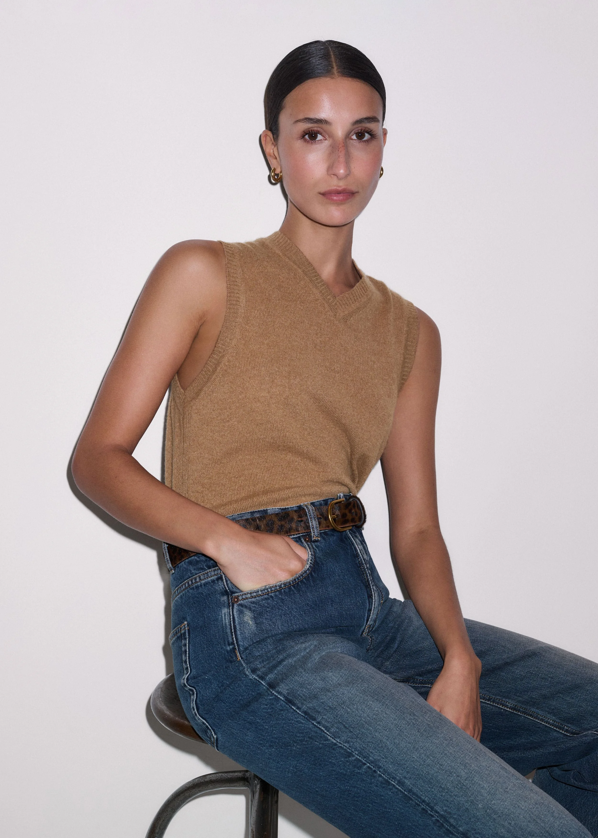 V-Neck Relaxed Knit Tank - 1