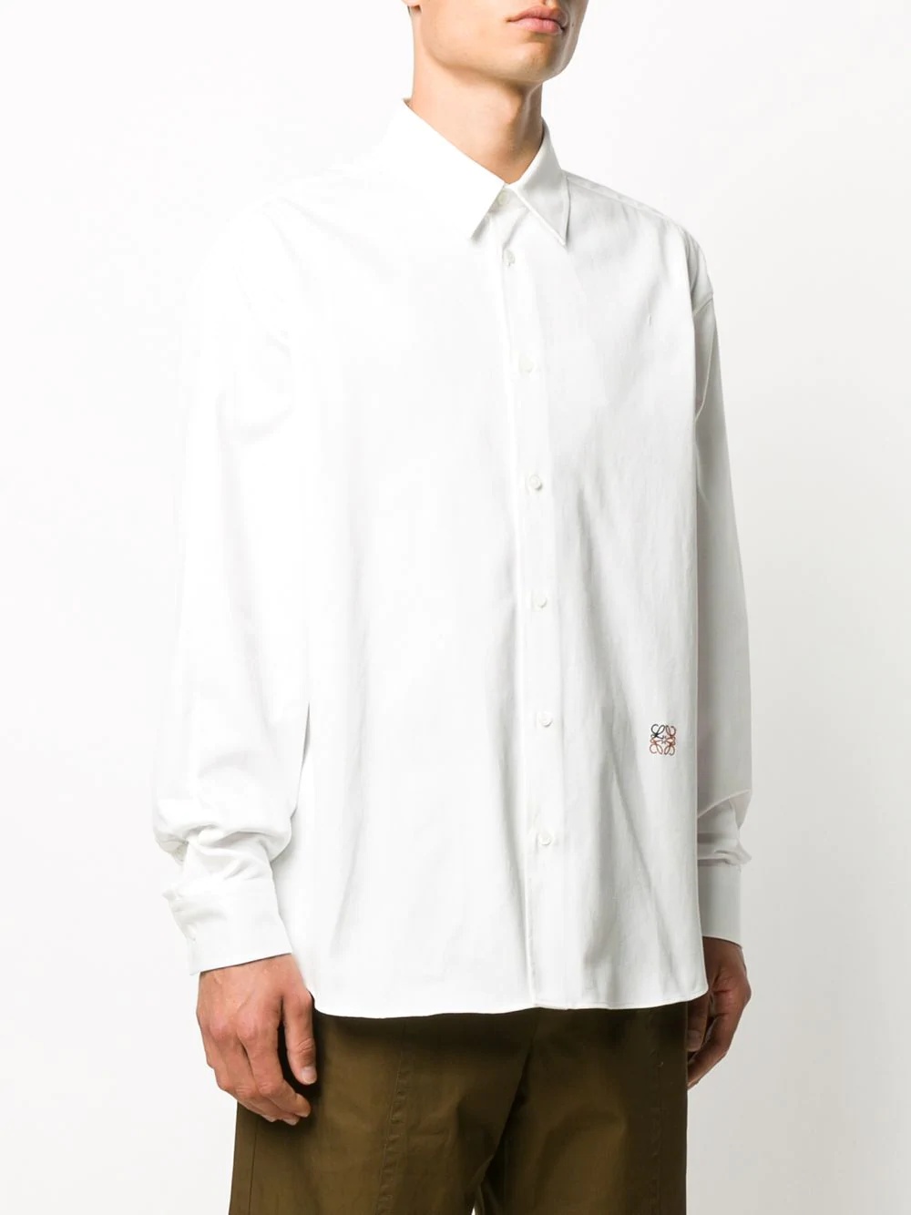 embroidered-logo cotton shirt  - 3