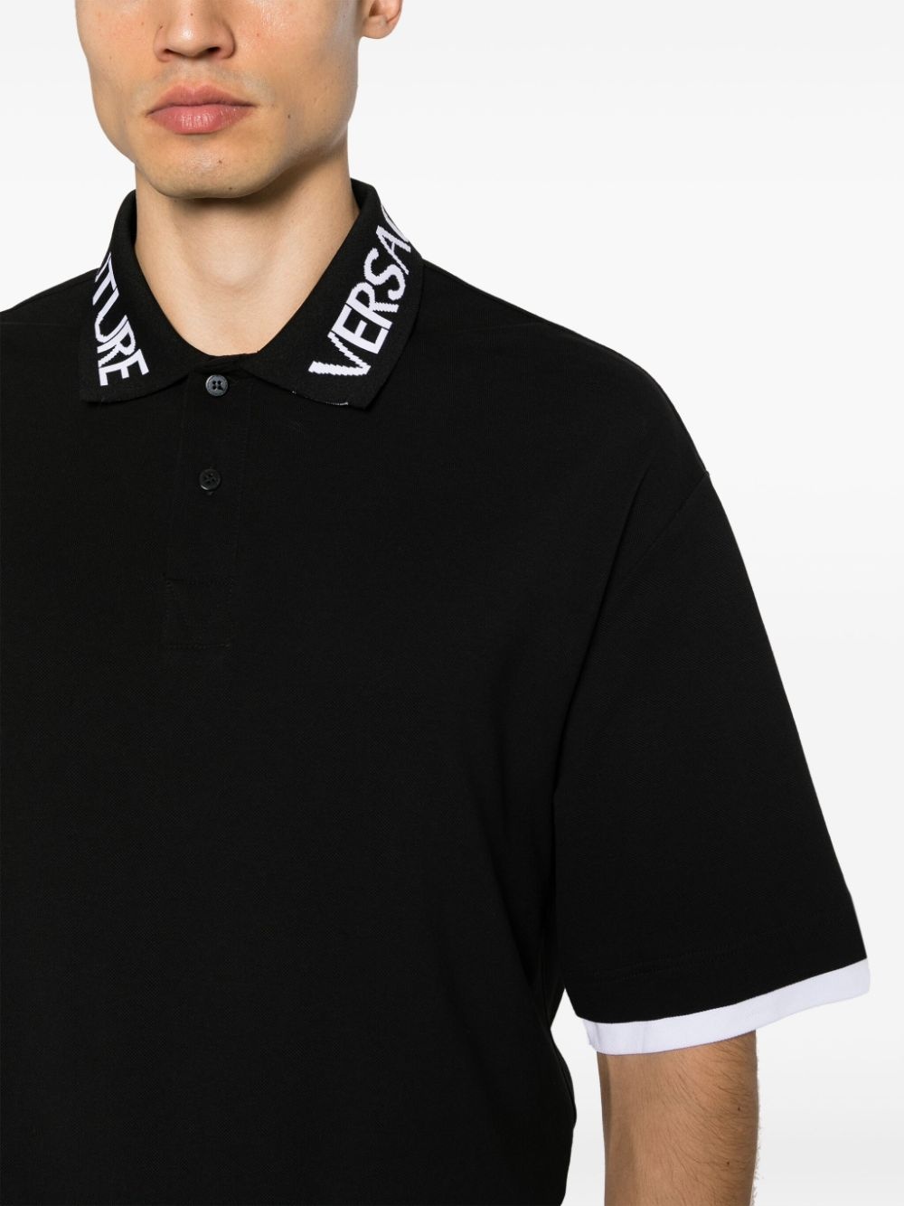 logo-intarsia cotton polo shirt - 5