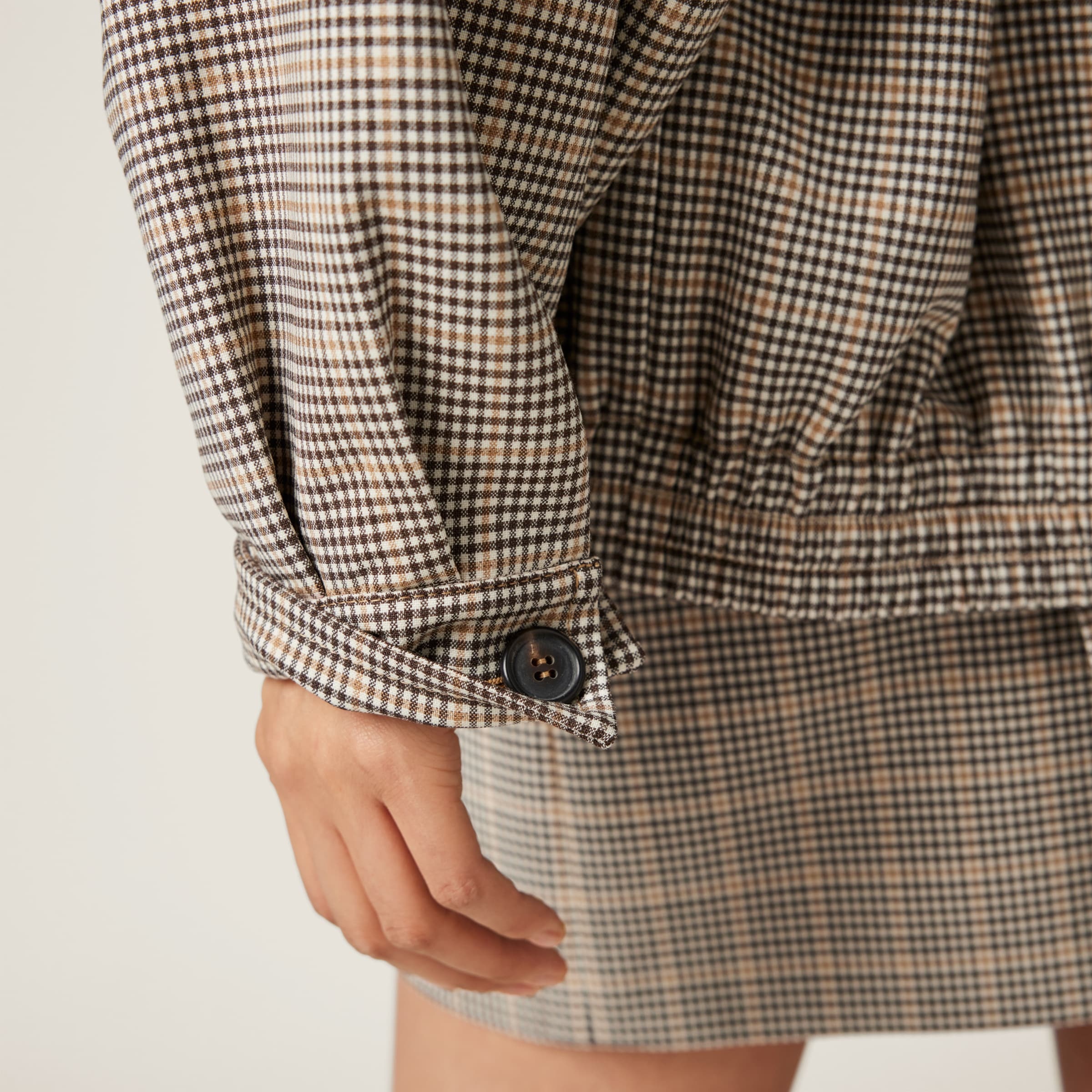 関税込 MiuMiu Checked double weave blouson jacket Miu Miu Checked double weave blouson jacket | REVERSIBLE