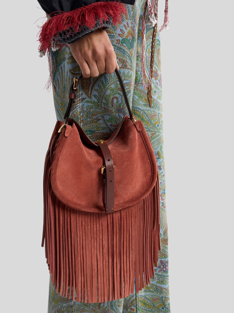 Etro SMALL SUEDE PONY BAG WITH FRINGES outlook