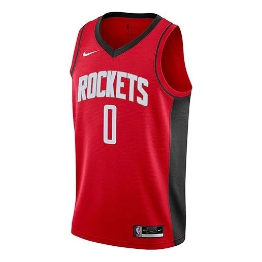 Nike Nba SW Fans Edition 20 Season Houston Rockets Westbrook 0 Sports Basketball Jersey For Men Red - 1