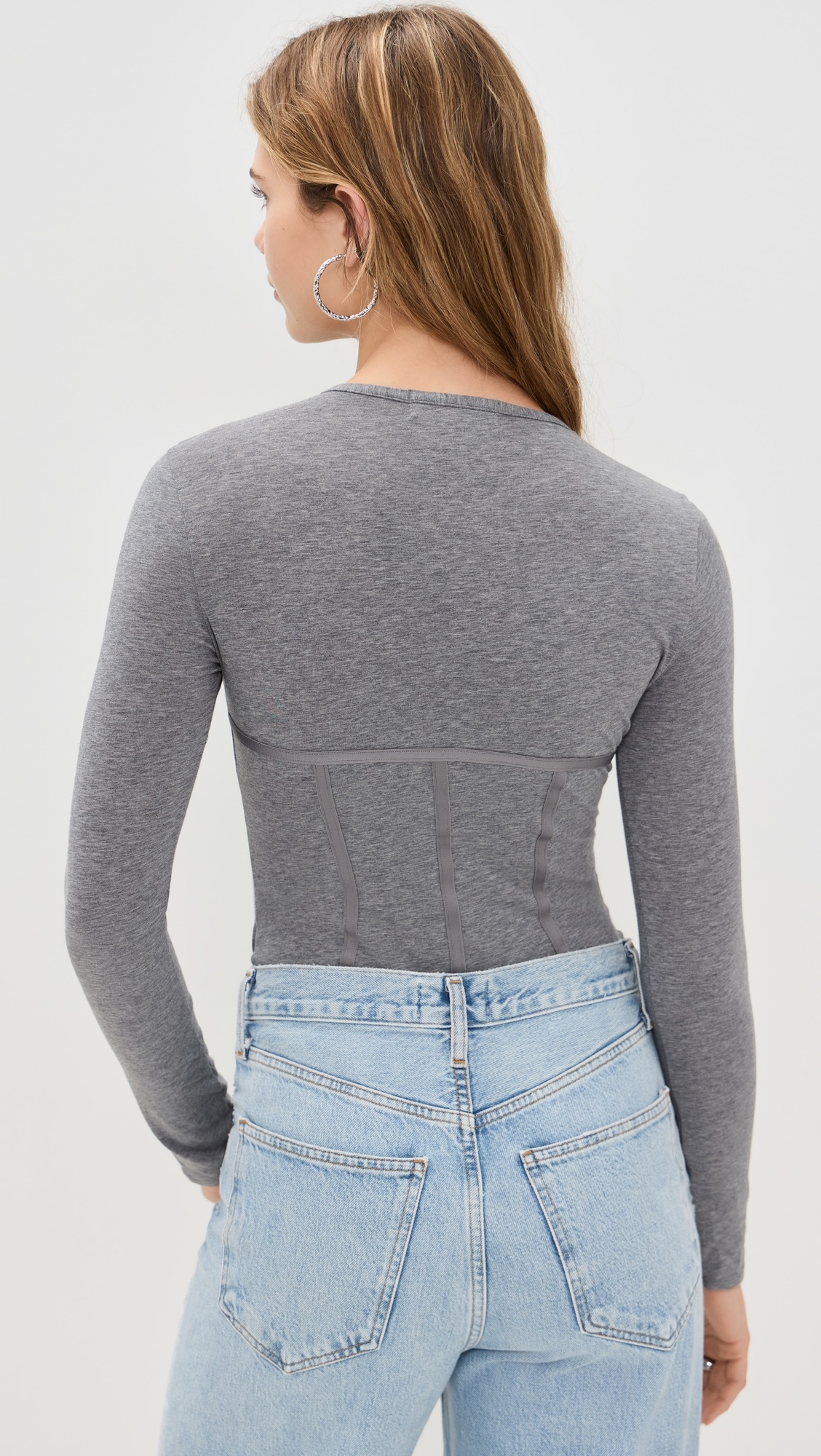 Long Sleeve T-Shirt Thong Bodysuit - 2