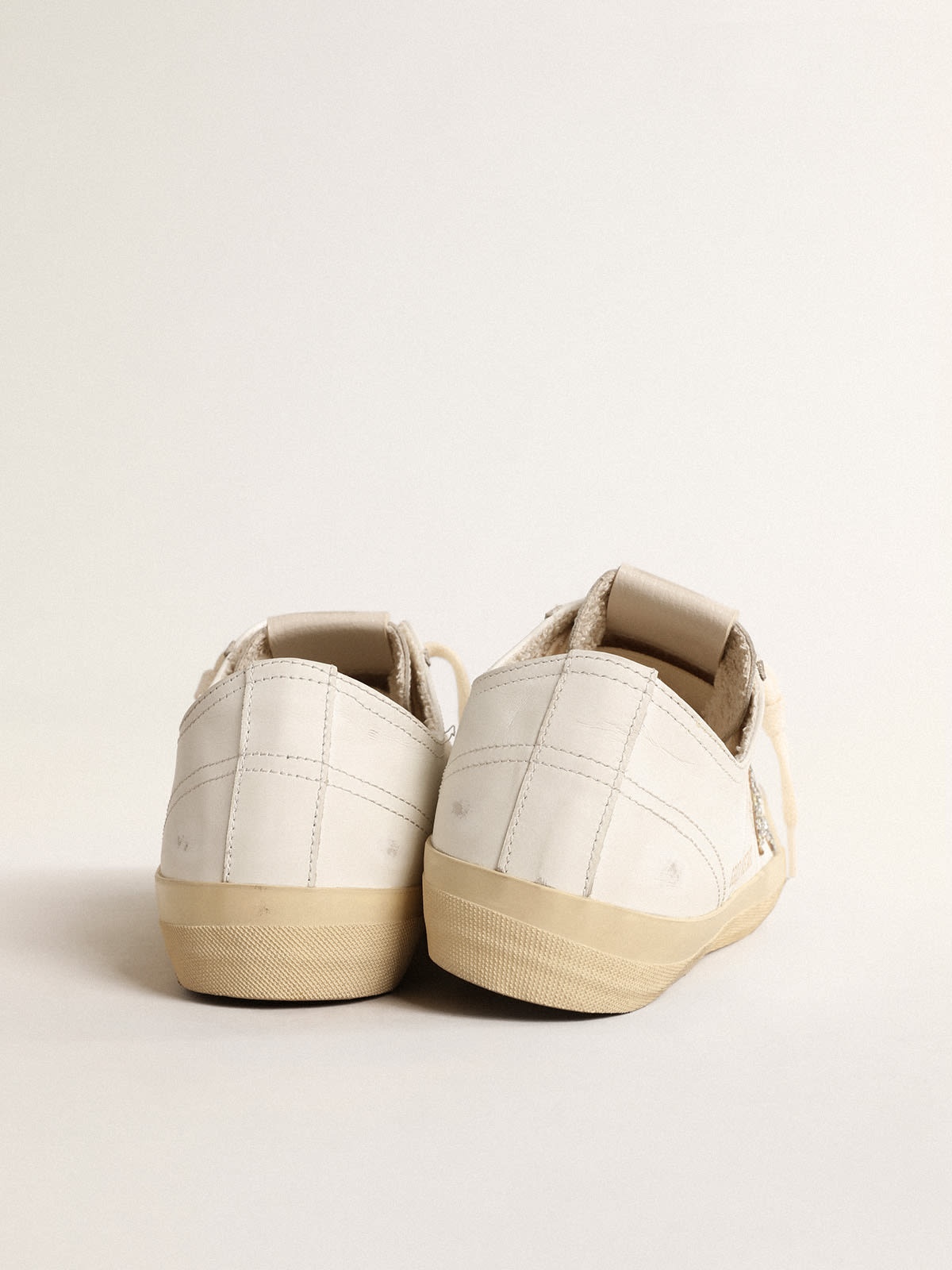 V-Star in white leather with a platinum glitter star - 4