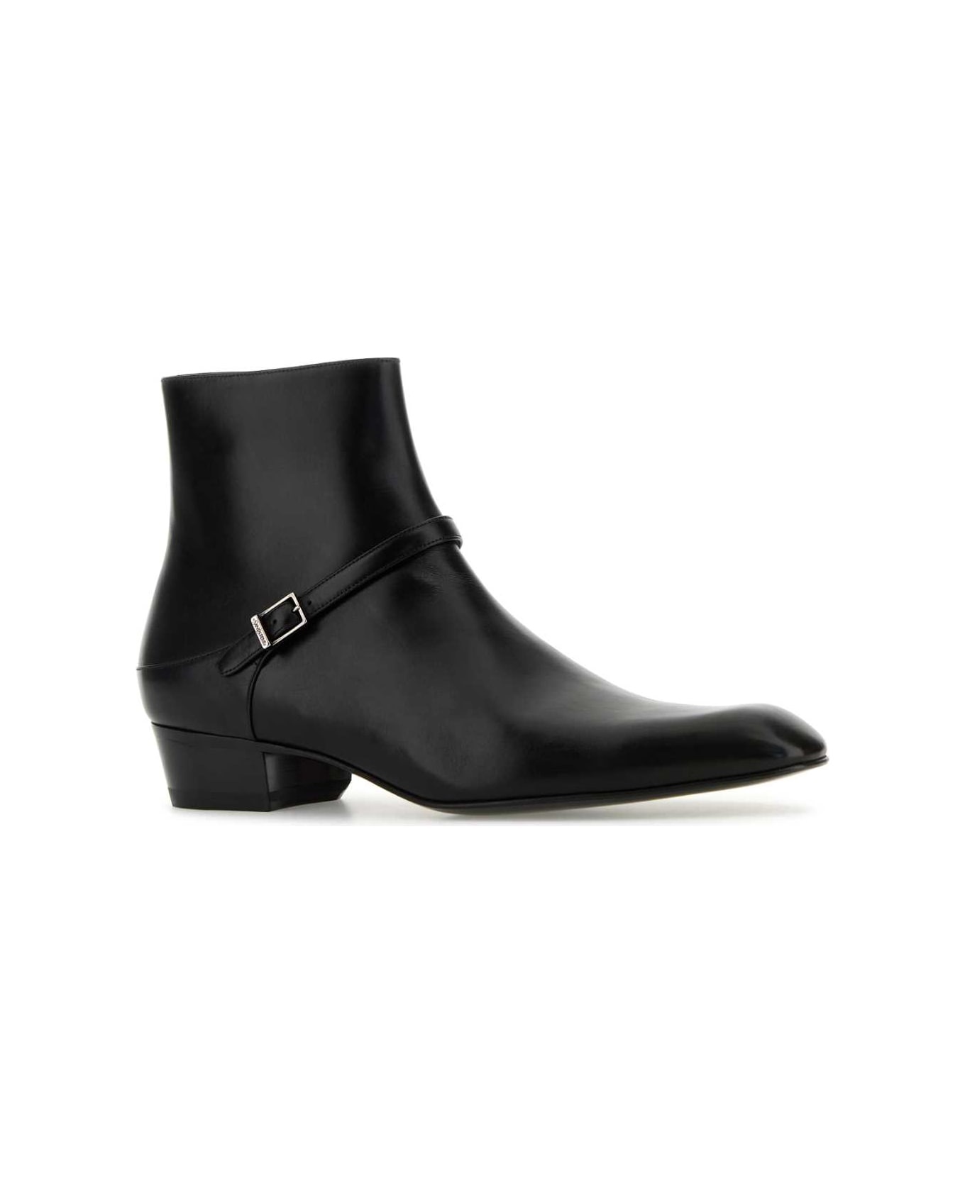 Black Leather Augustin Ankle Boots - 2