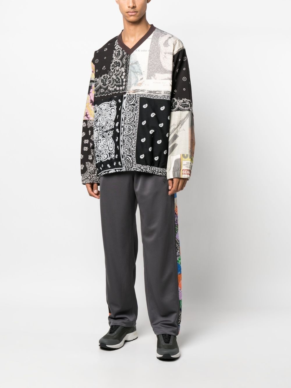 patchwork pattern-print cotton jumper - 2