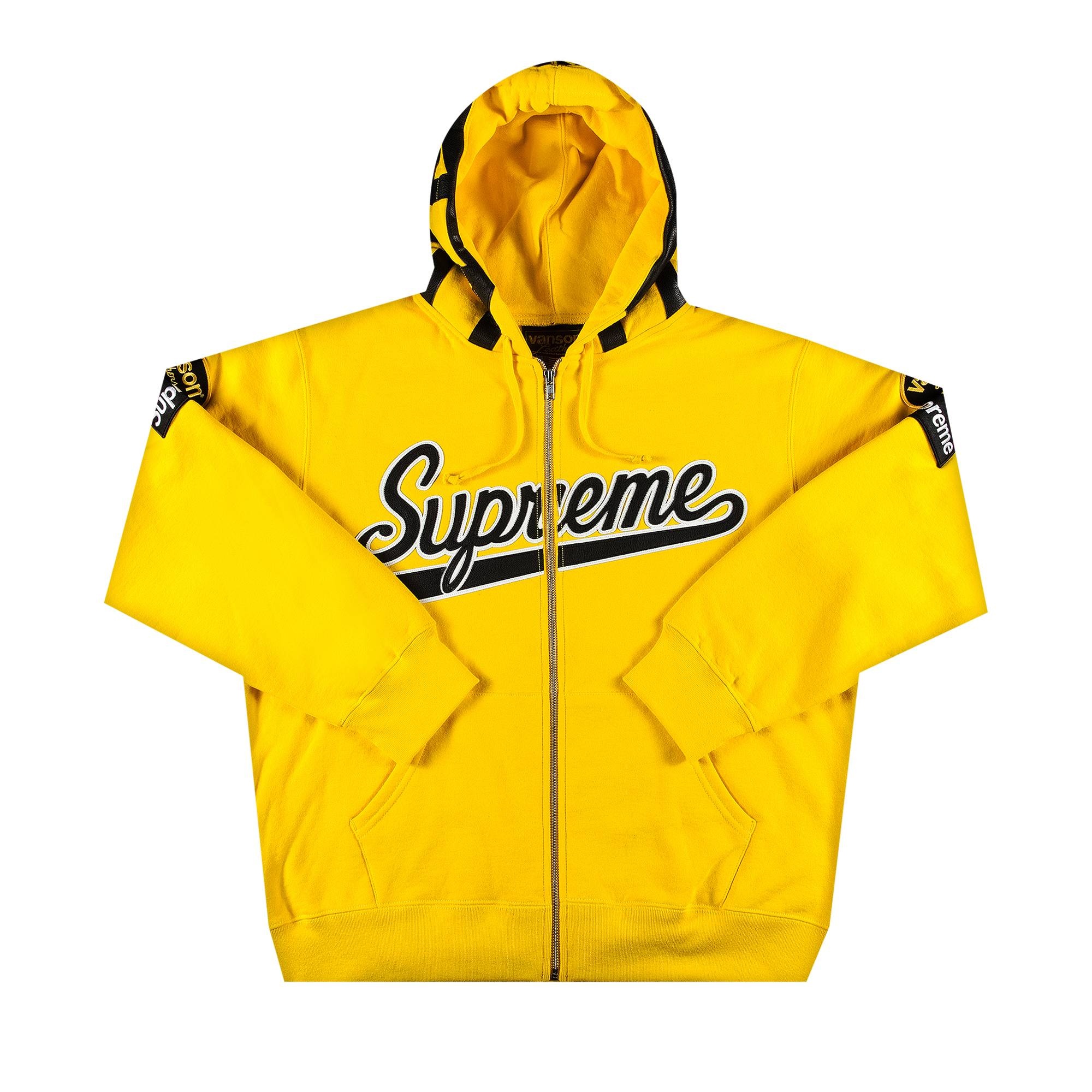 Supreme x Vanson Leathers Spider Web Zip Up Hooded Sweatshirt 'Yellow' - 1