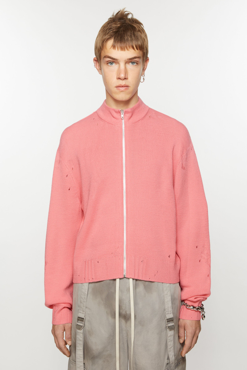 Acne Studios Distressed zip cardigan - Pink outlook
