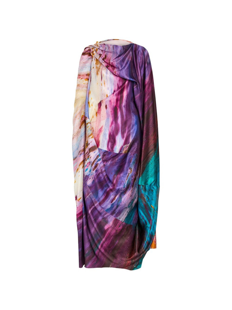 brushstroke-print draped dress 1