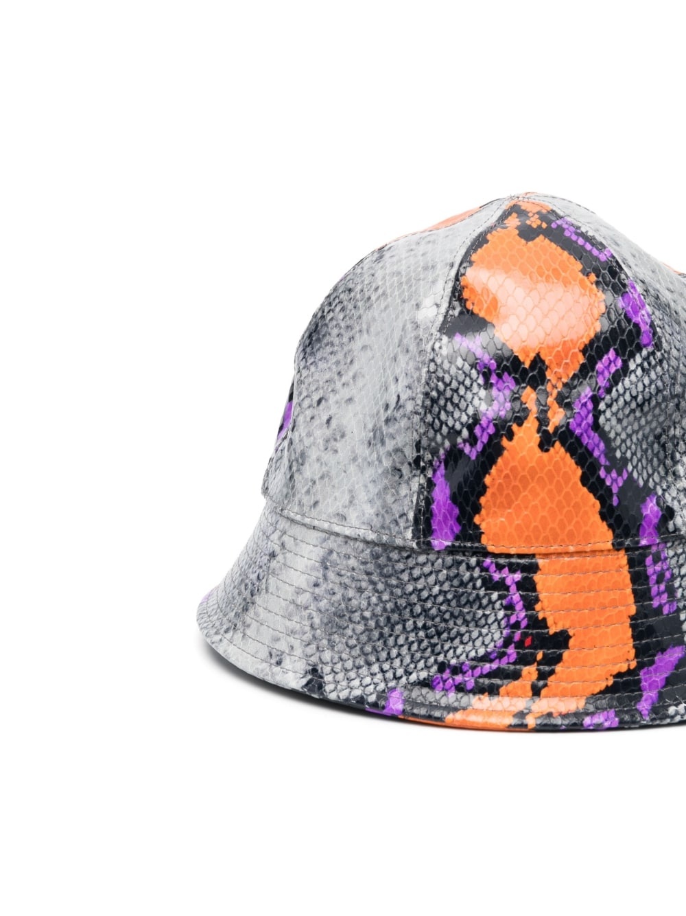 snakeskin leather bucket hat - 2