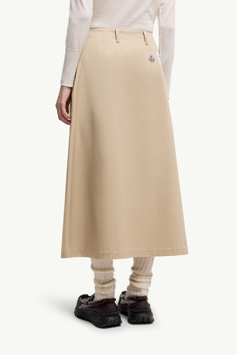 Logo Label Cotton Gabardine Midi Skirt 5
