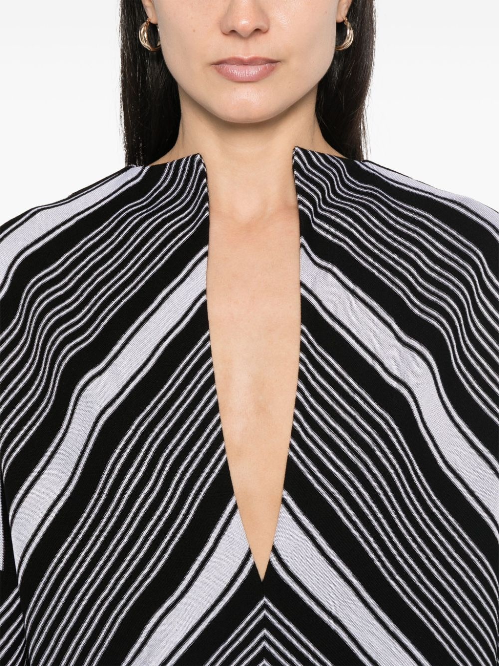 plunging V-neck oversized-sleeve mini dress - 5