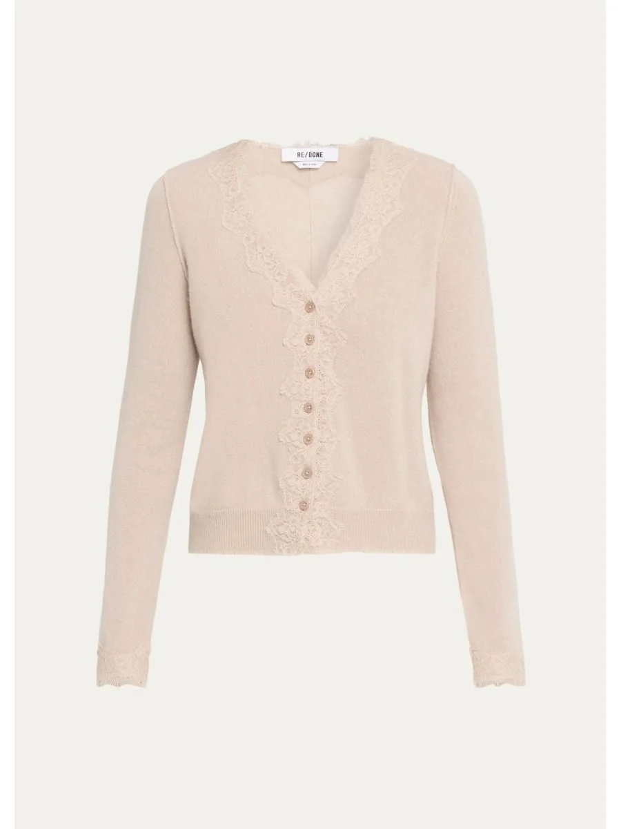 Ruby Lace-Trim Cashmere Cardigan - 1