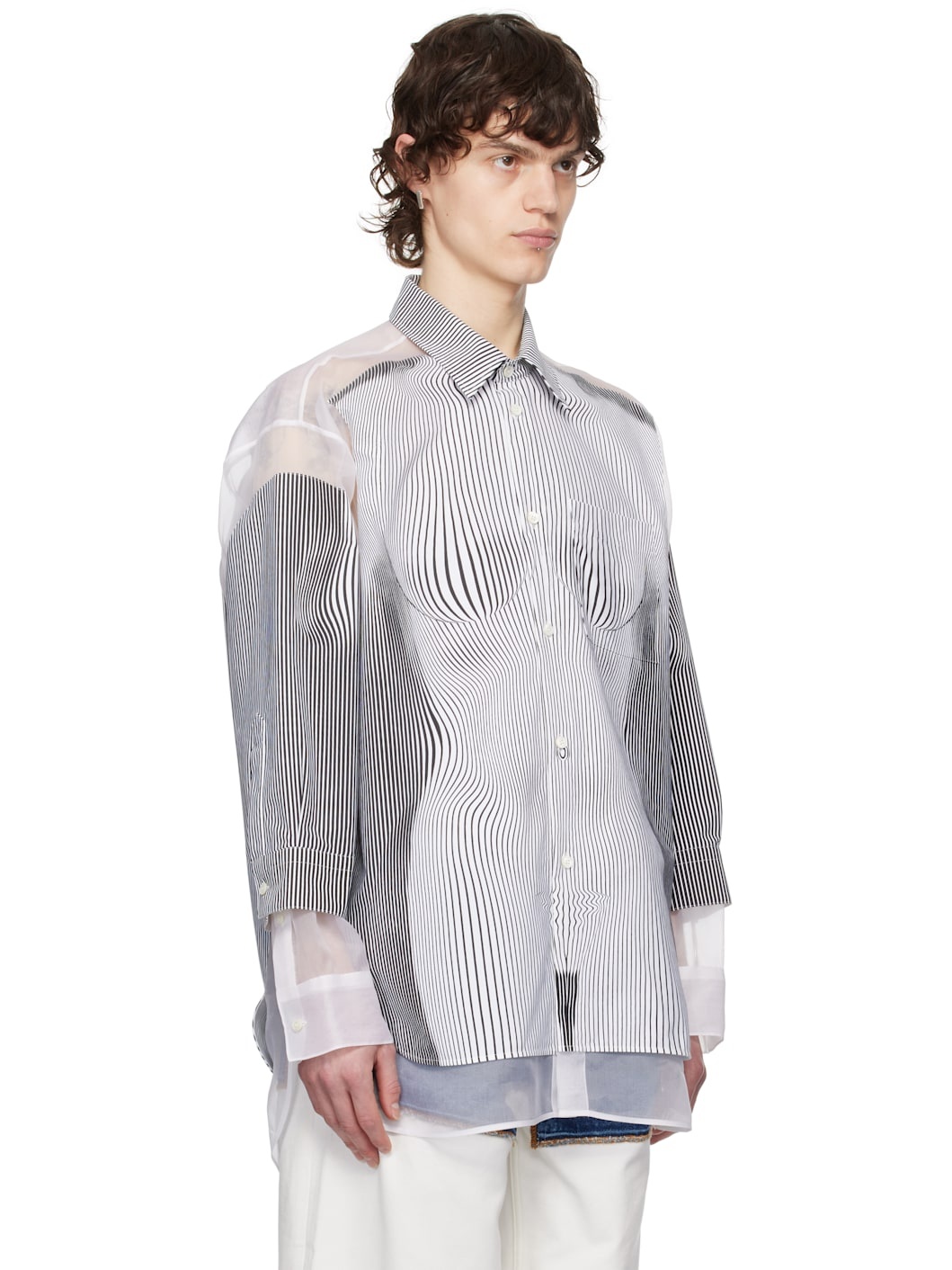 White & Black 'The Petit Grand Pinstripe Body Morphing' Shirt - 2